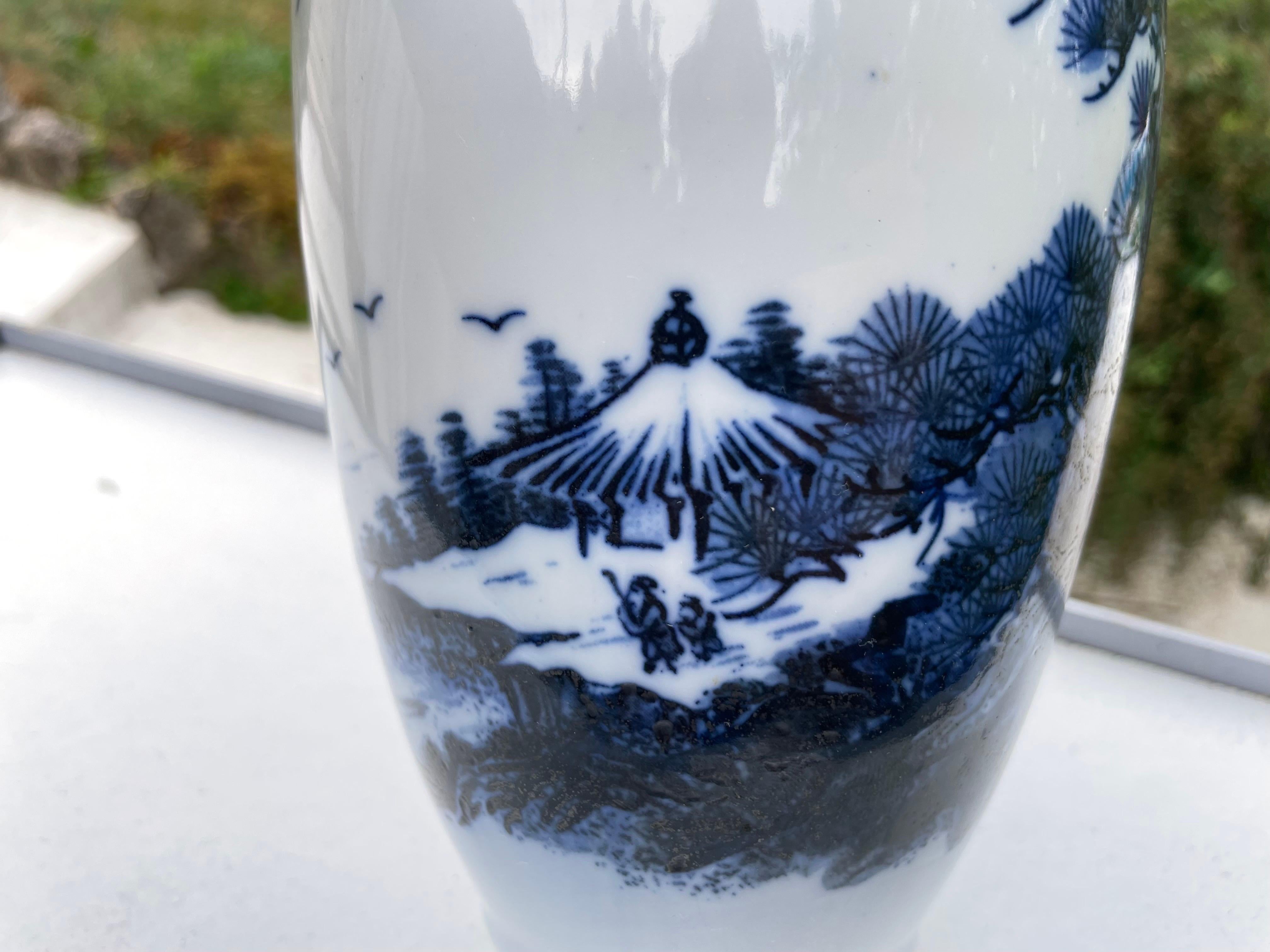 Chinese Blue and White Vase from China, Fishes Pattern, 20th Century For Sale