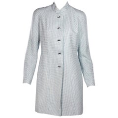 Blue And White Vintage Chanel Boutique Woven Coat