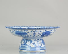 Blue and White Vintage Tazza Bowl South East Asian Market, 20th Century
