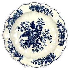 Blue and White Worcester Porcelain Fluted Dish 18th Century Circa 1770