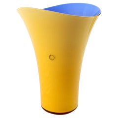  Asymmetric Murano Glass Vase by V. Nason & C., Italy, Blue and Yellow