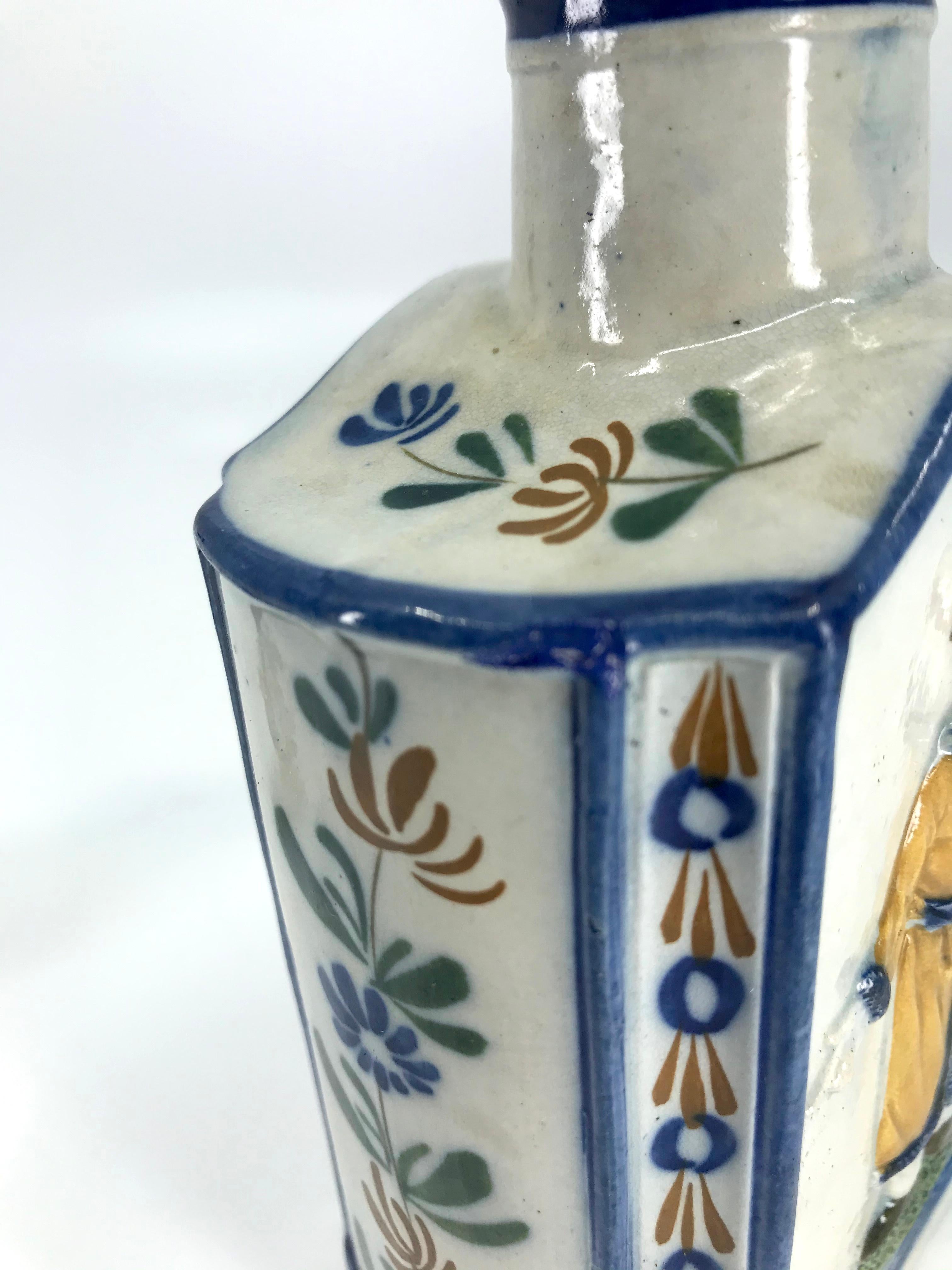 19th Century Blue and Yellow Chinoiserie Tea Caddy For Sale