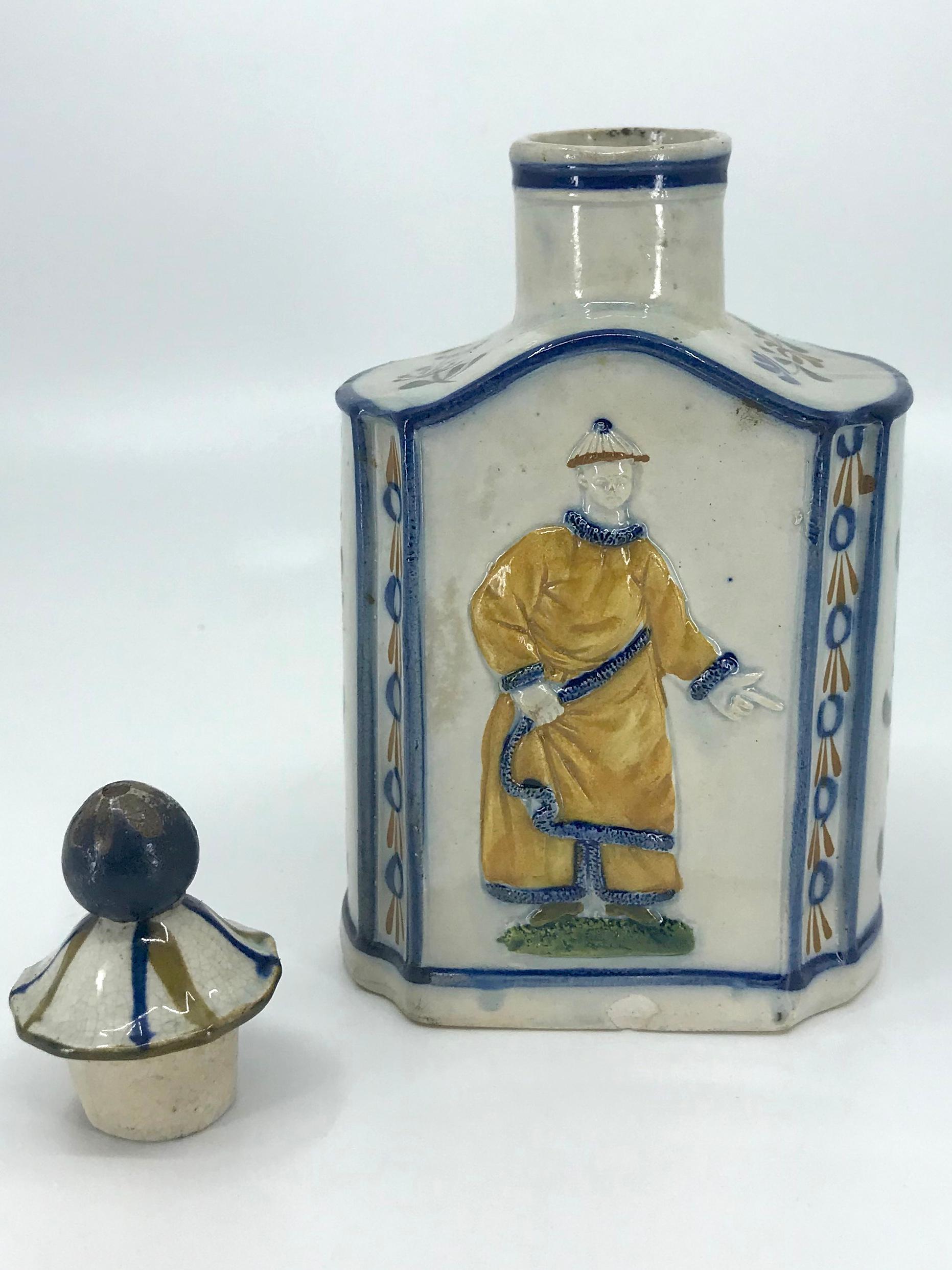 Blue and Yellow Chinoiserie Tea Caddy For Sale 2