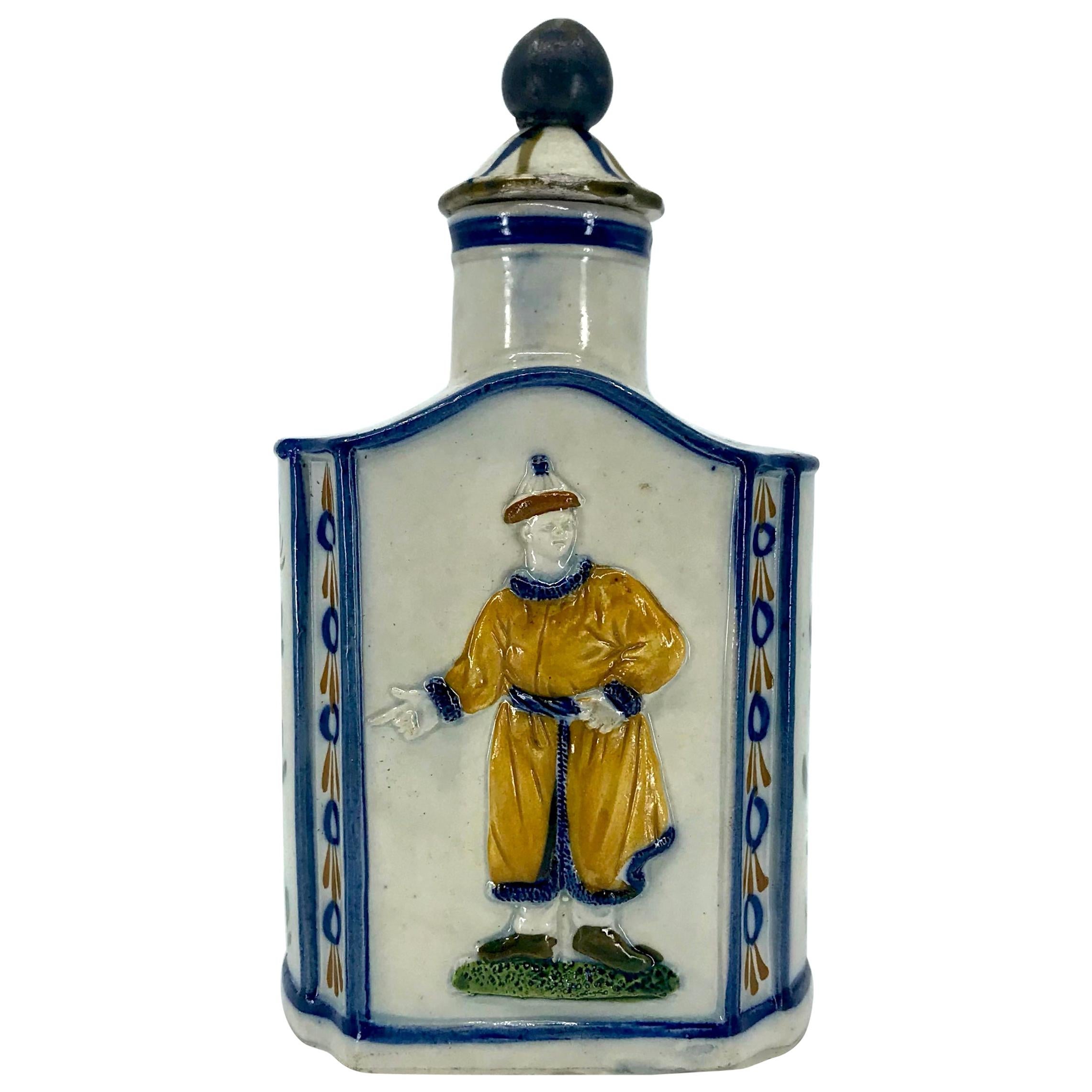 Blue and Yellow Chinoiserie Tea Caddy