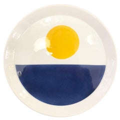 Assiette bleue et jaune de Gio Ponti pour Ceramiche Franco Pozzi