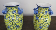 Blue and Yellow Glazed Chinese Vases, Pair