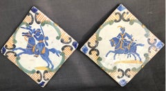 Azulejo Ecuestre Napolitano Azul y Amarillo