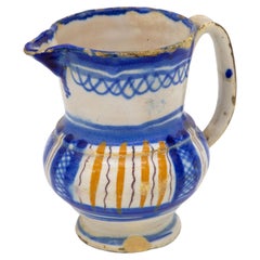 Blue and Yellow Striped Pitcher