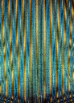Blue and Yellow Striped Velvet Textile French Napoleon III, circa 1870s