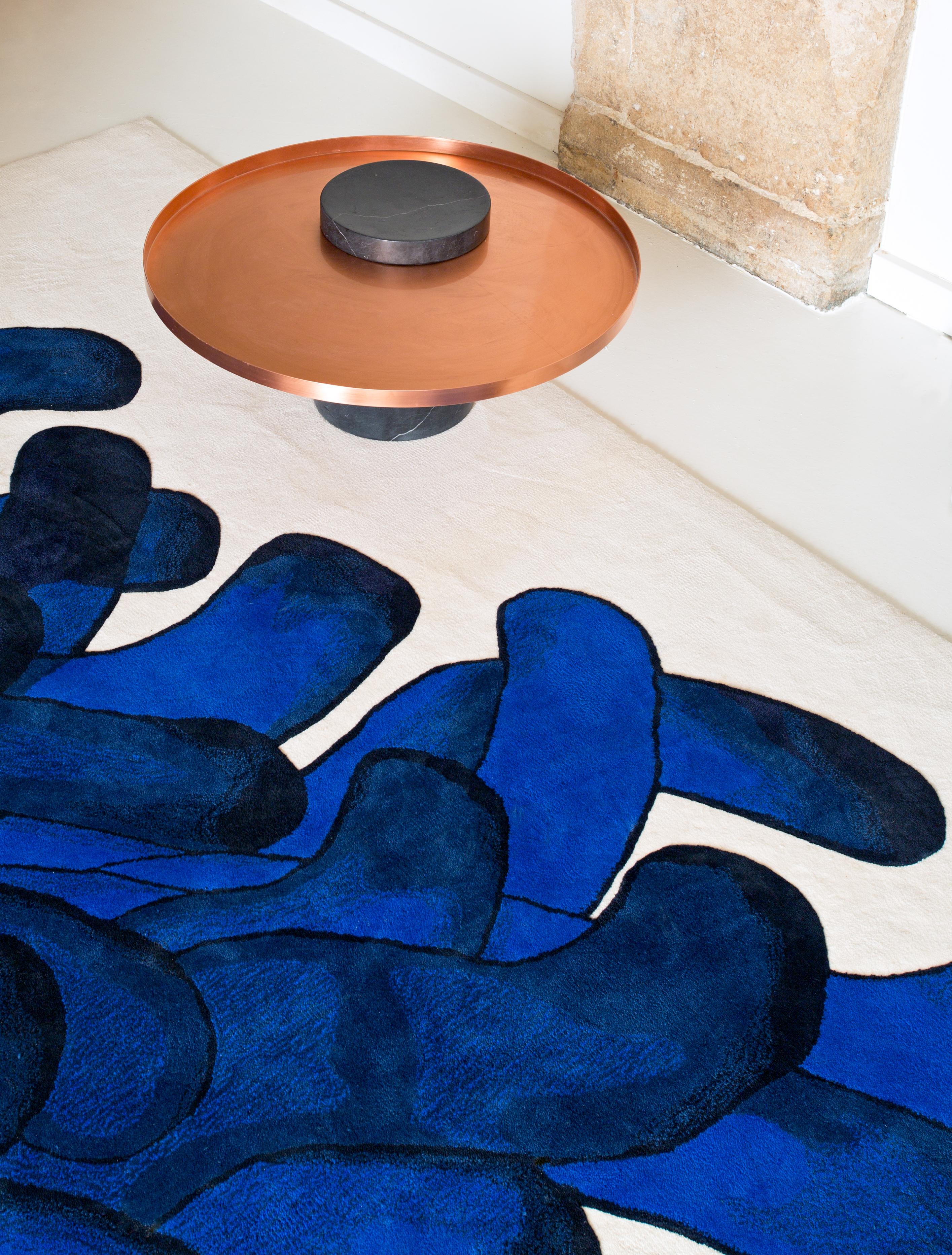 Organic Modern Blue Anemone Rug, by François Dumas for La Chance For Sale