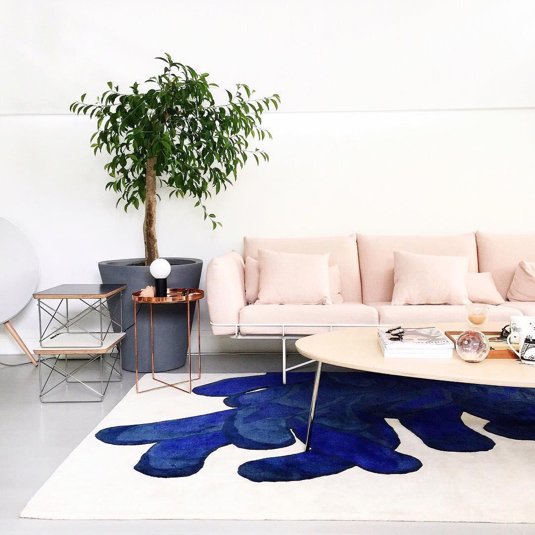 Wool Blue Anemone Rug, by François Dumas for La Chance For Sale