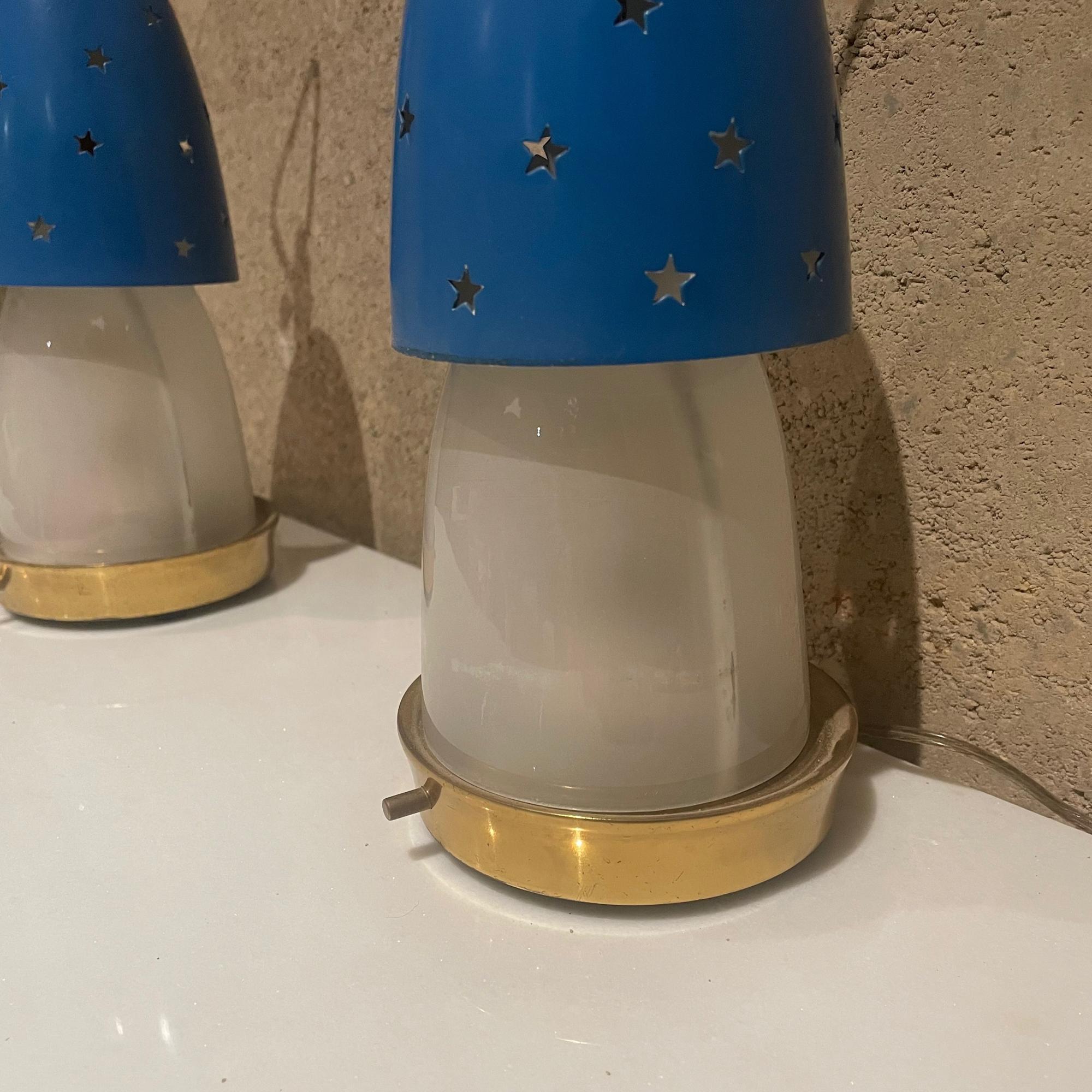 1950s Angelo Lelli Italian Blue Table Lamps Arredoluce For Sale 3