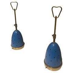  Blue Angelo Lelli Table Lamps for Arredoluce Midcentury Modern Italy 1950s