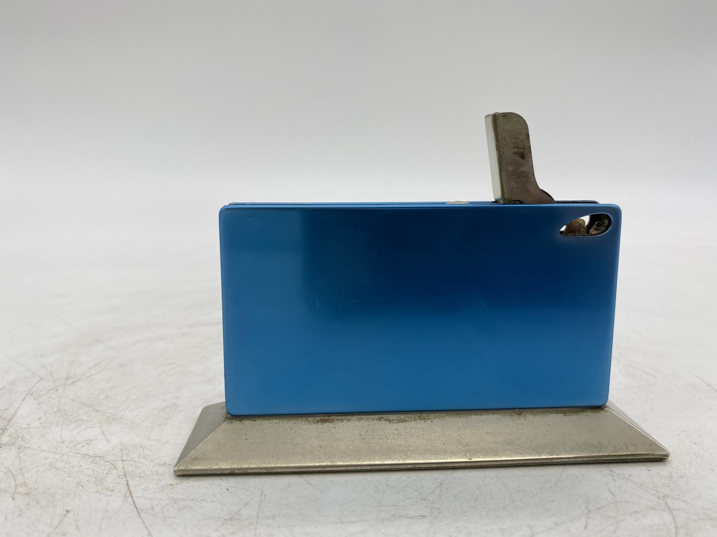 American Blue Anodized Aluminum Table Lighter, Circa 1960 Made in Germany