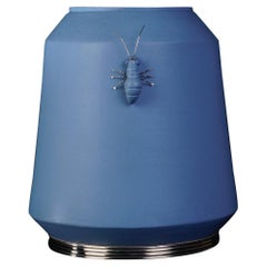 blue Ant Jar  by Estudio Guerrero, Glazed Ceramic and White Metal