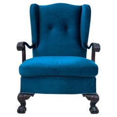 Blue Antique Armchair, Northern Europe, circa 1920, After Renovation