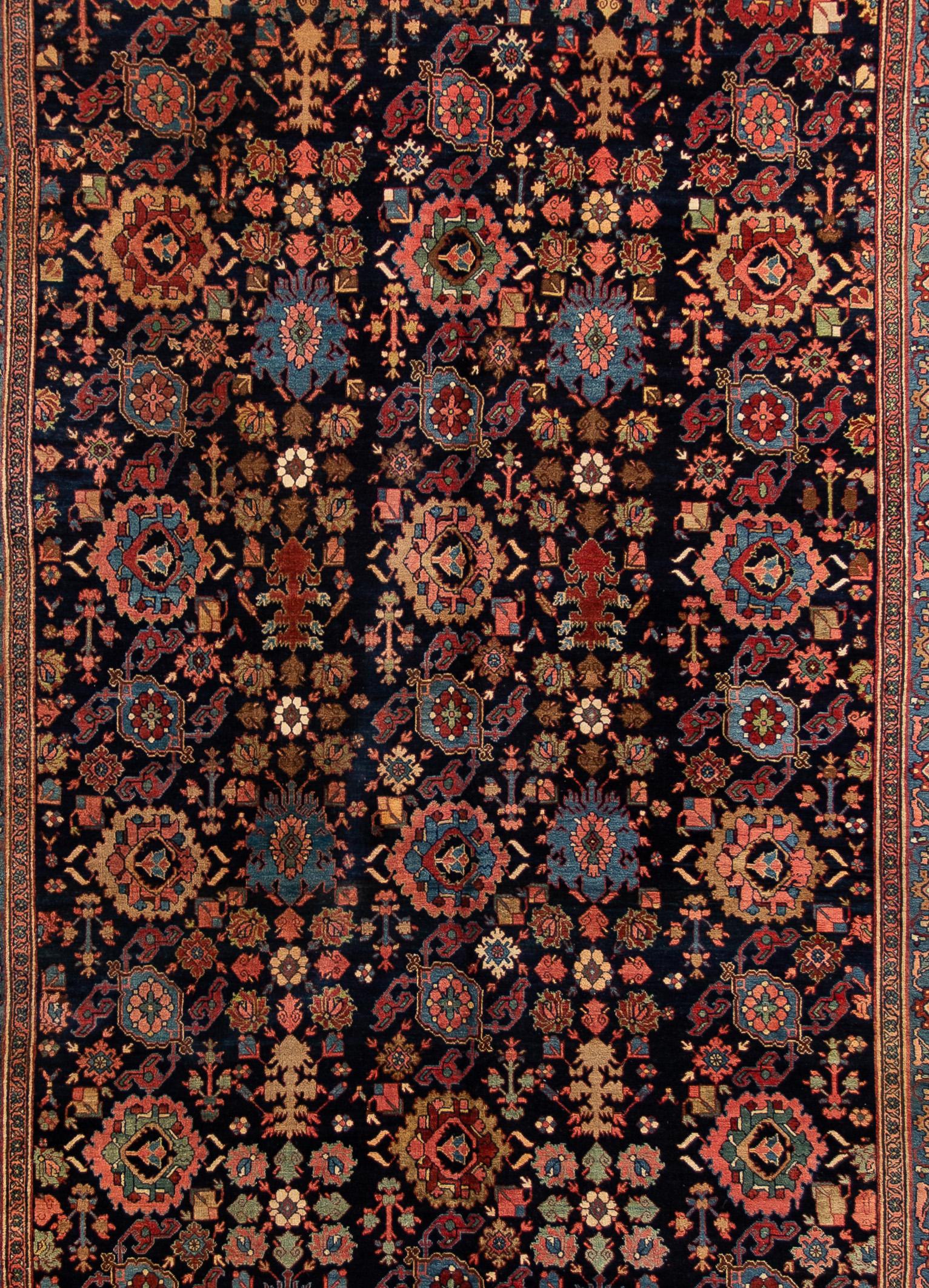 Blue Antique Bidjar Persian Wool Rug 4