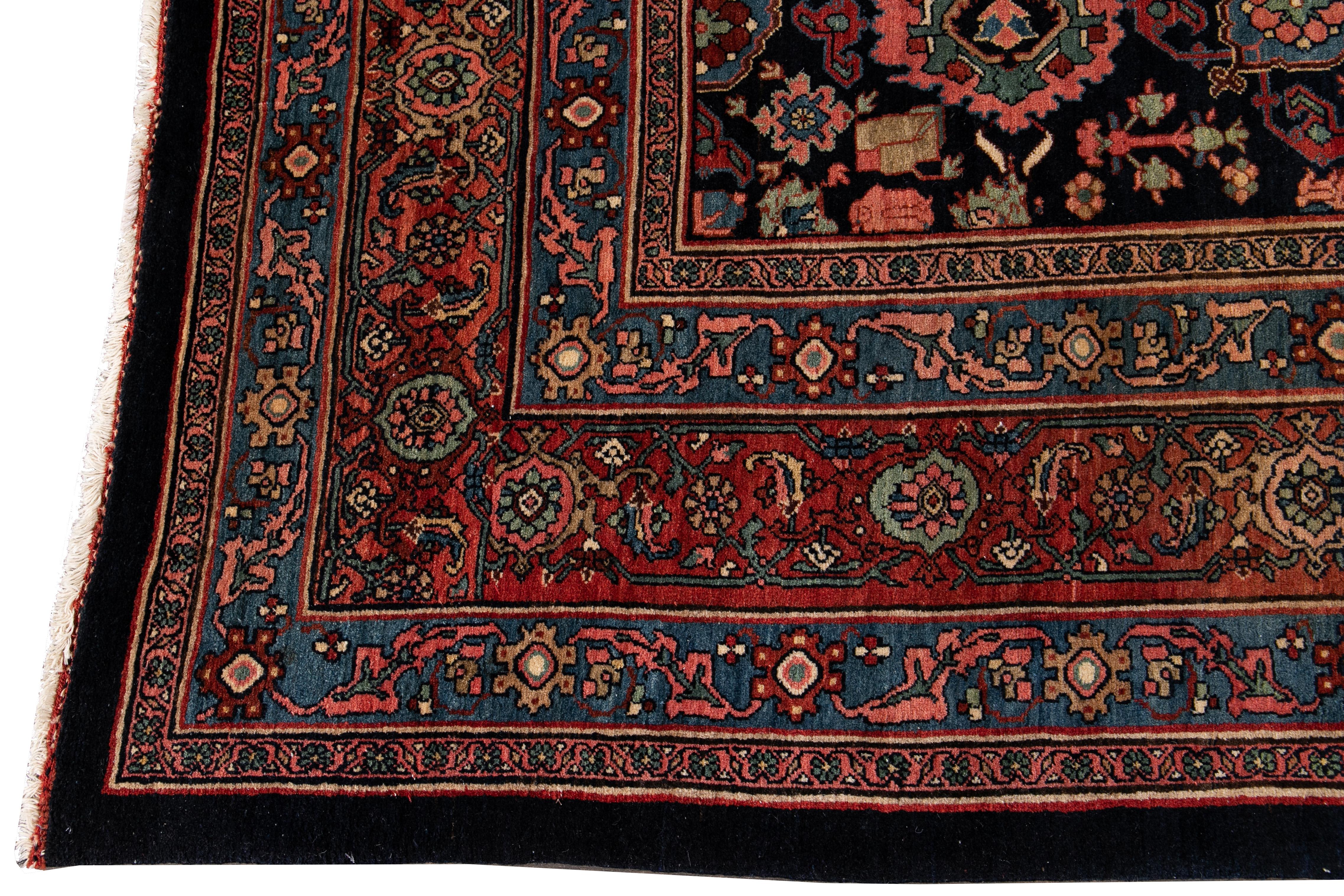 Blue Antique Bidjar Persian Wool Rug 5