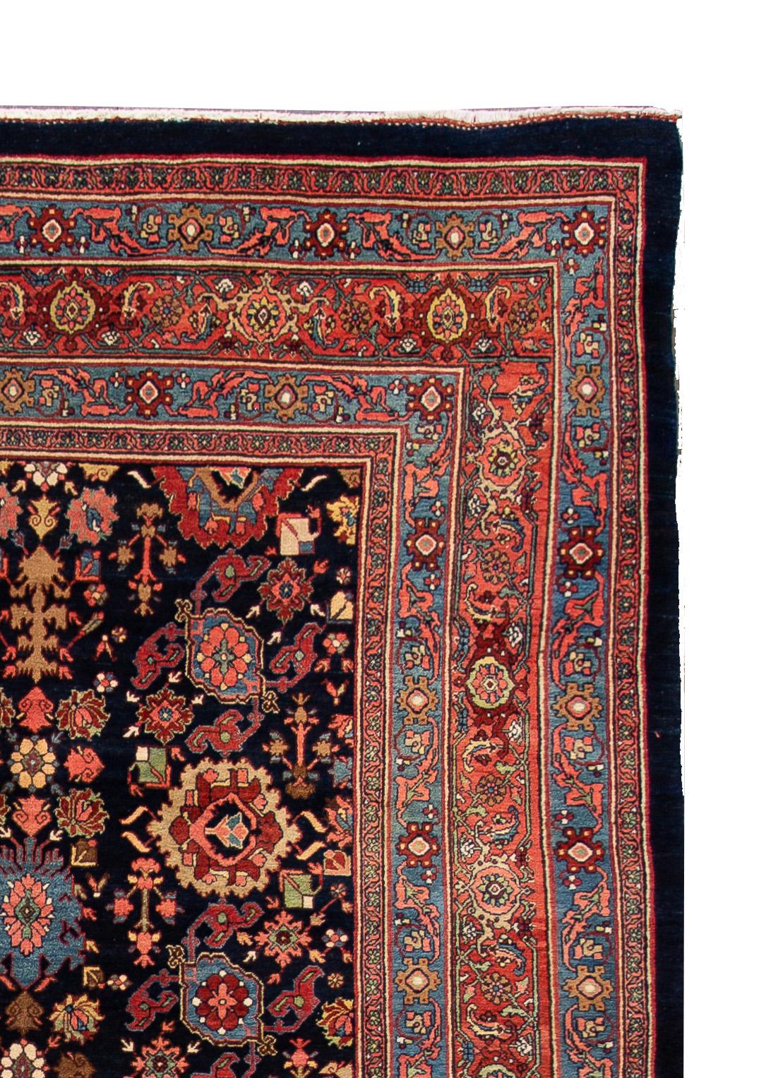 Blue Antique Bidjar Persian Wool Rug 2