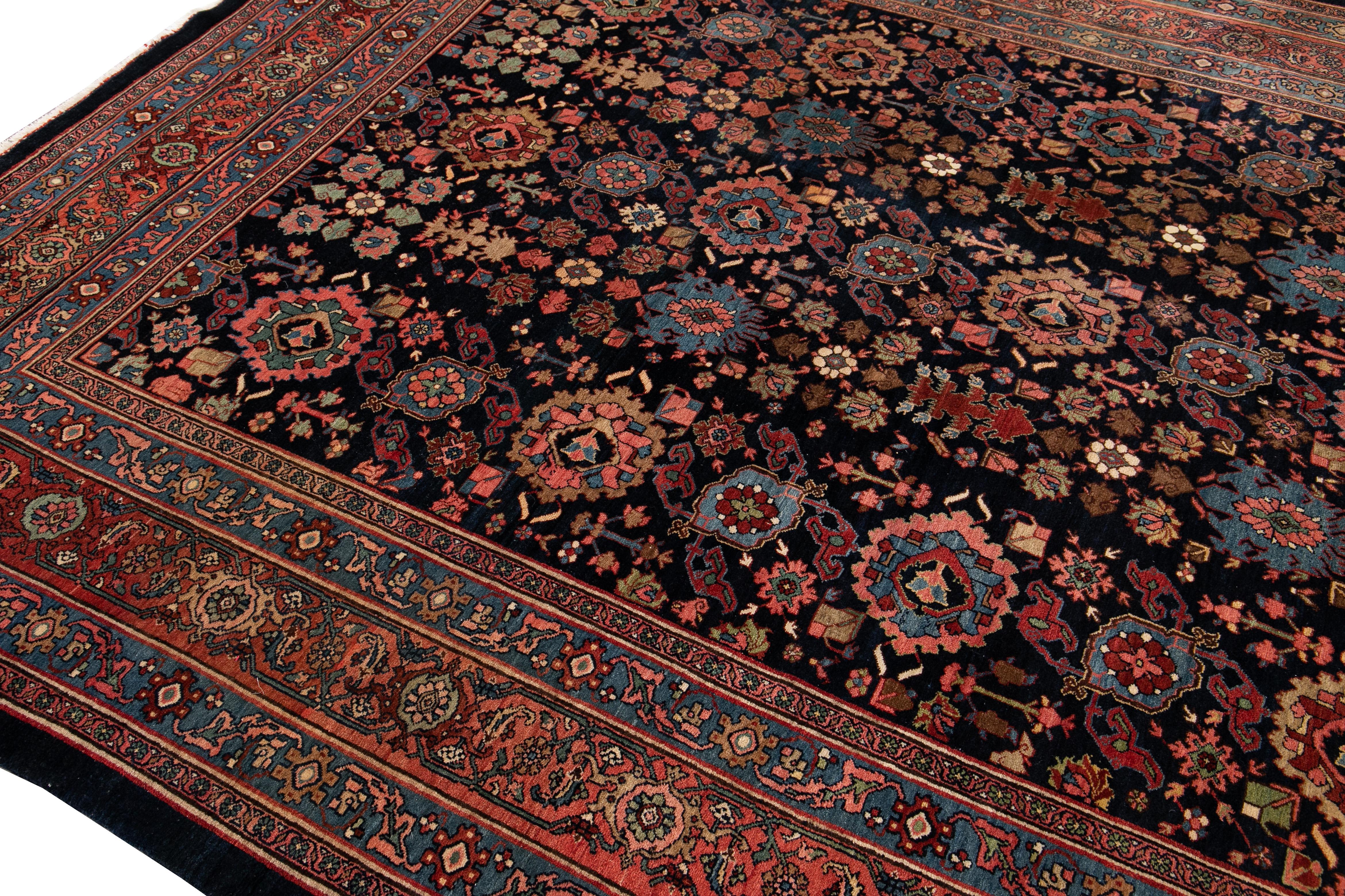 Blue Antique Bidjar Persian Wool Rug 3