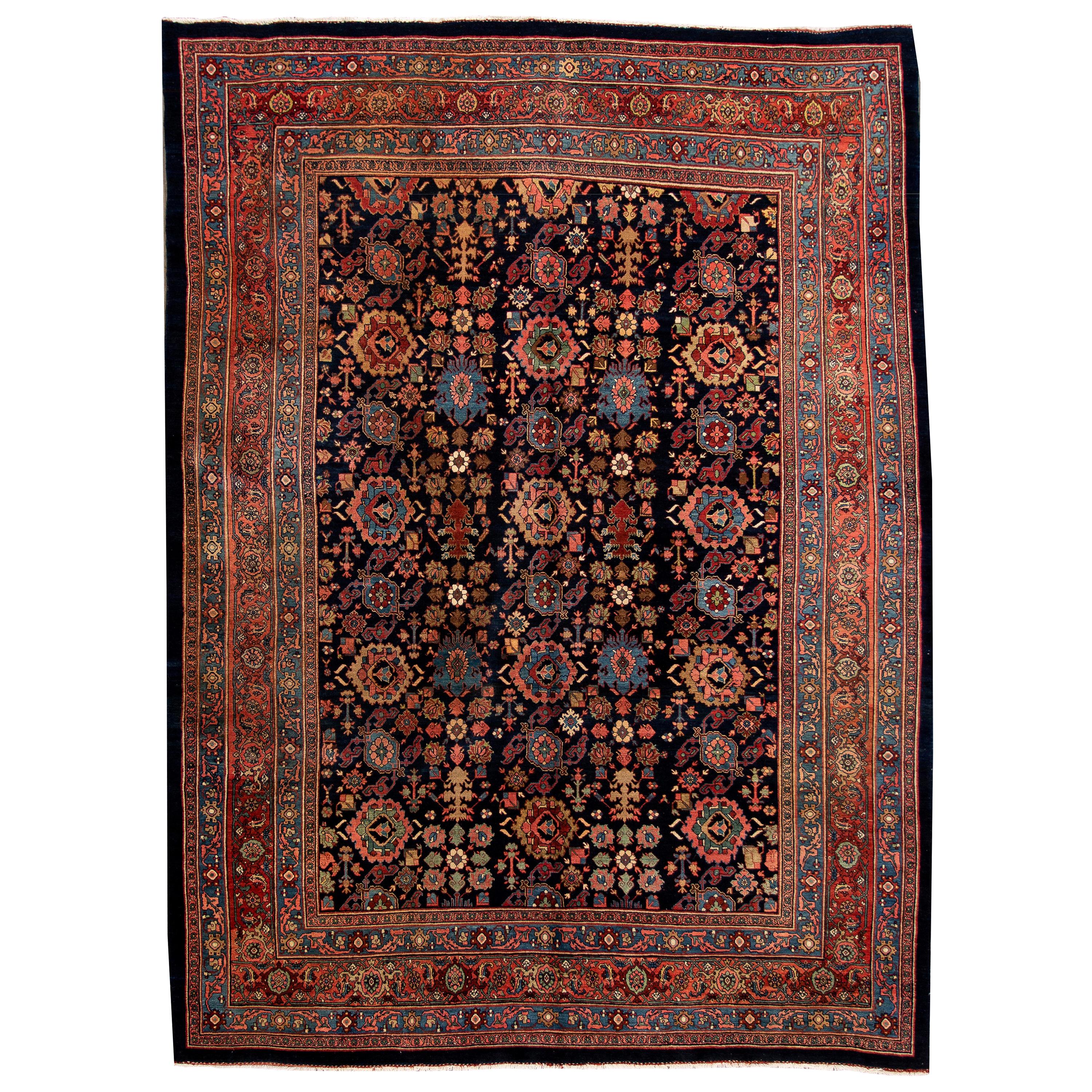 Blue Antique Bidjar Persian Wool Rug