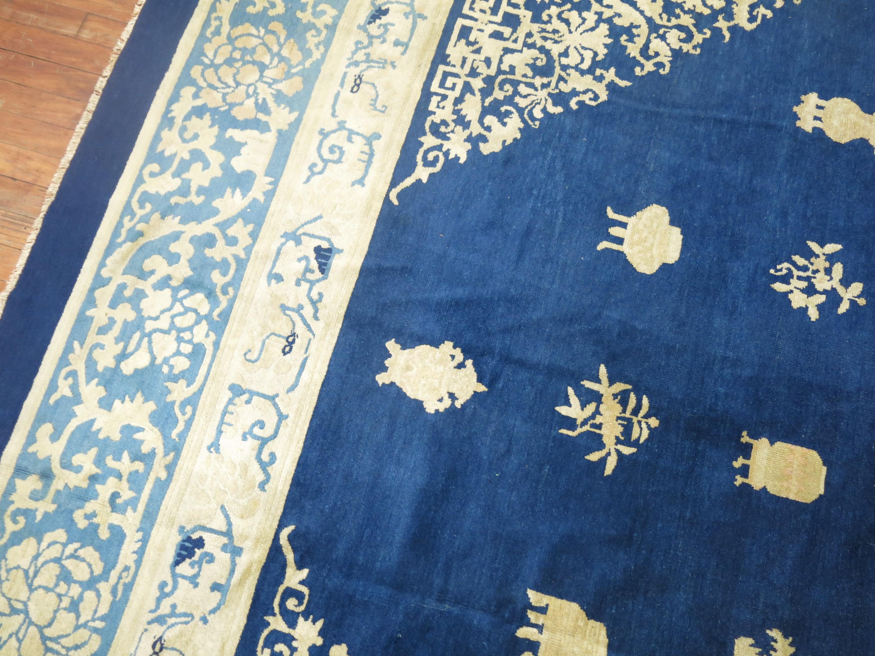 Blue Antique Chinese Rug In Excellent Condition In New York, NY