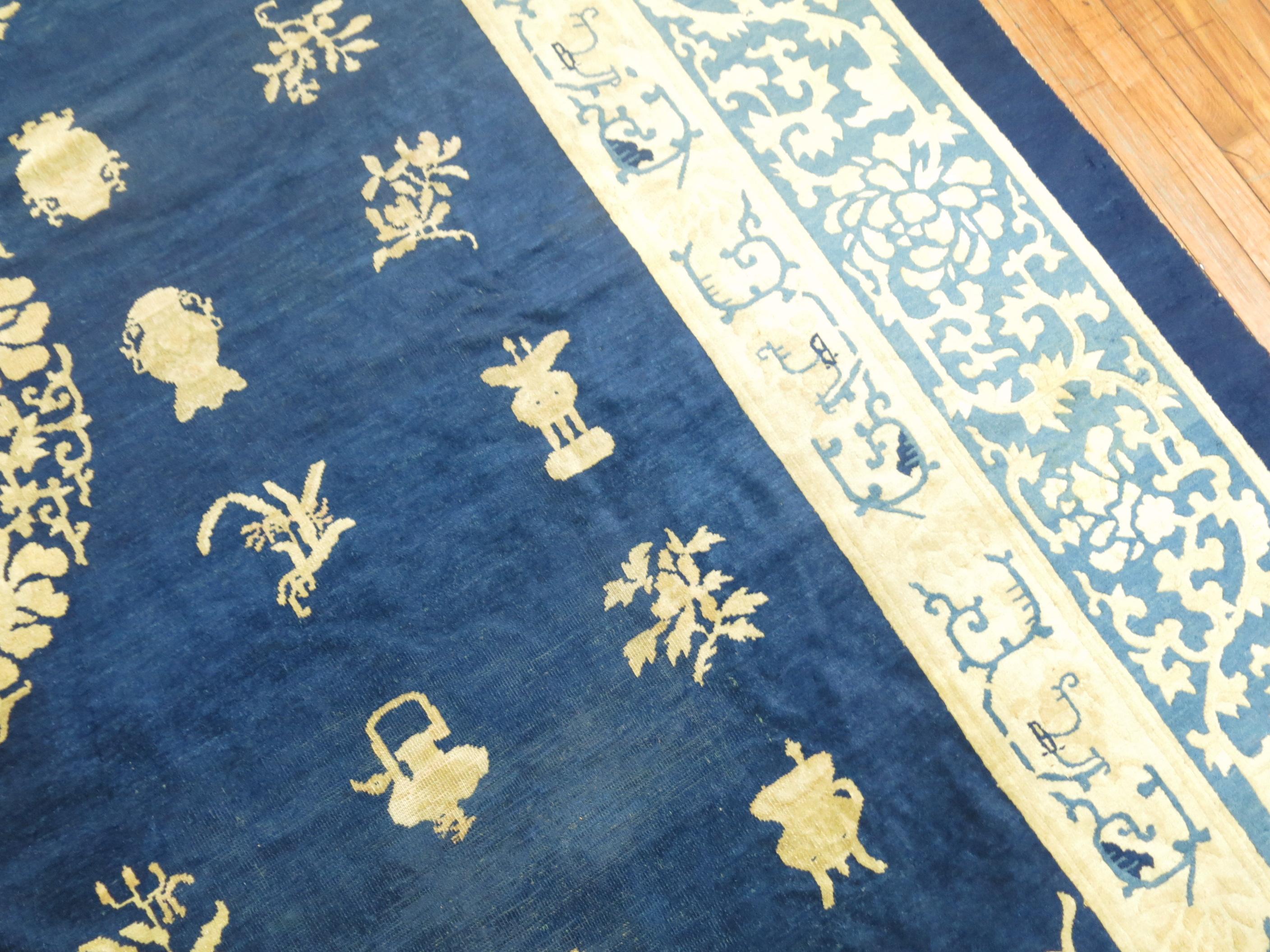 Wool Blue Antique Chinese Rug