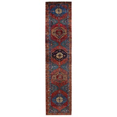 Blue Antique Heriz Handmade Wool Runner