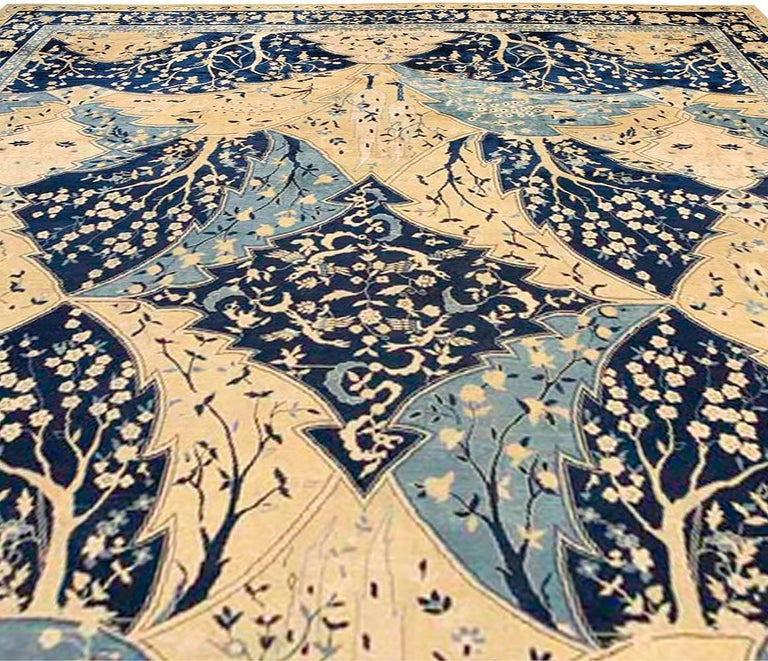Blue Antique Indian Lahore Carpet For Sale at 1stdibs