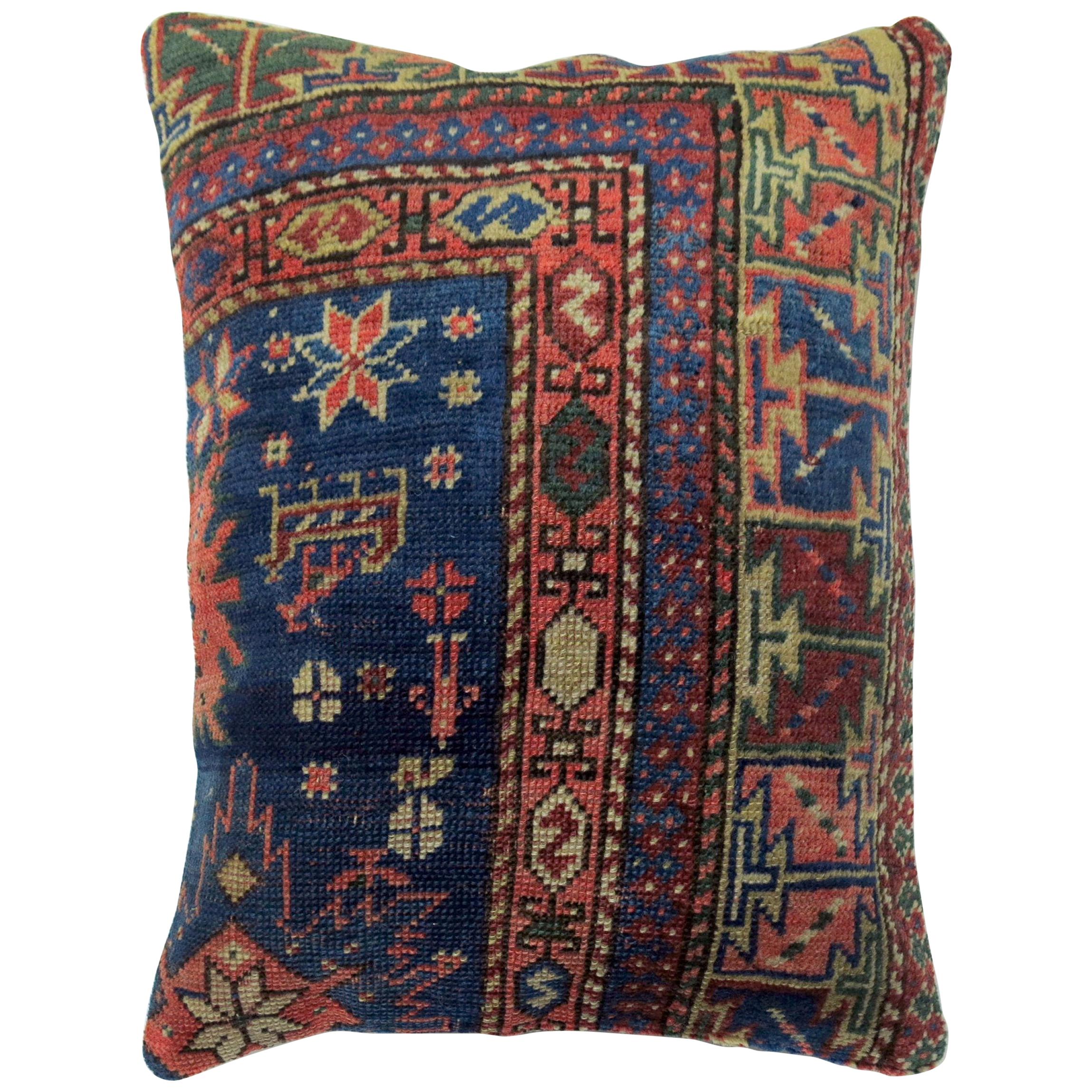 Set of Blue Antique Kazak Rug Pillow