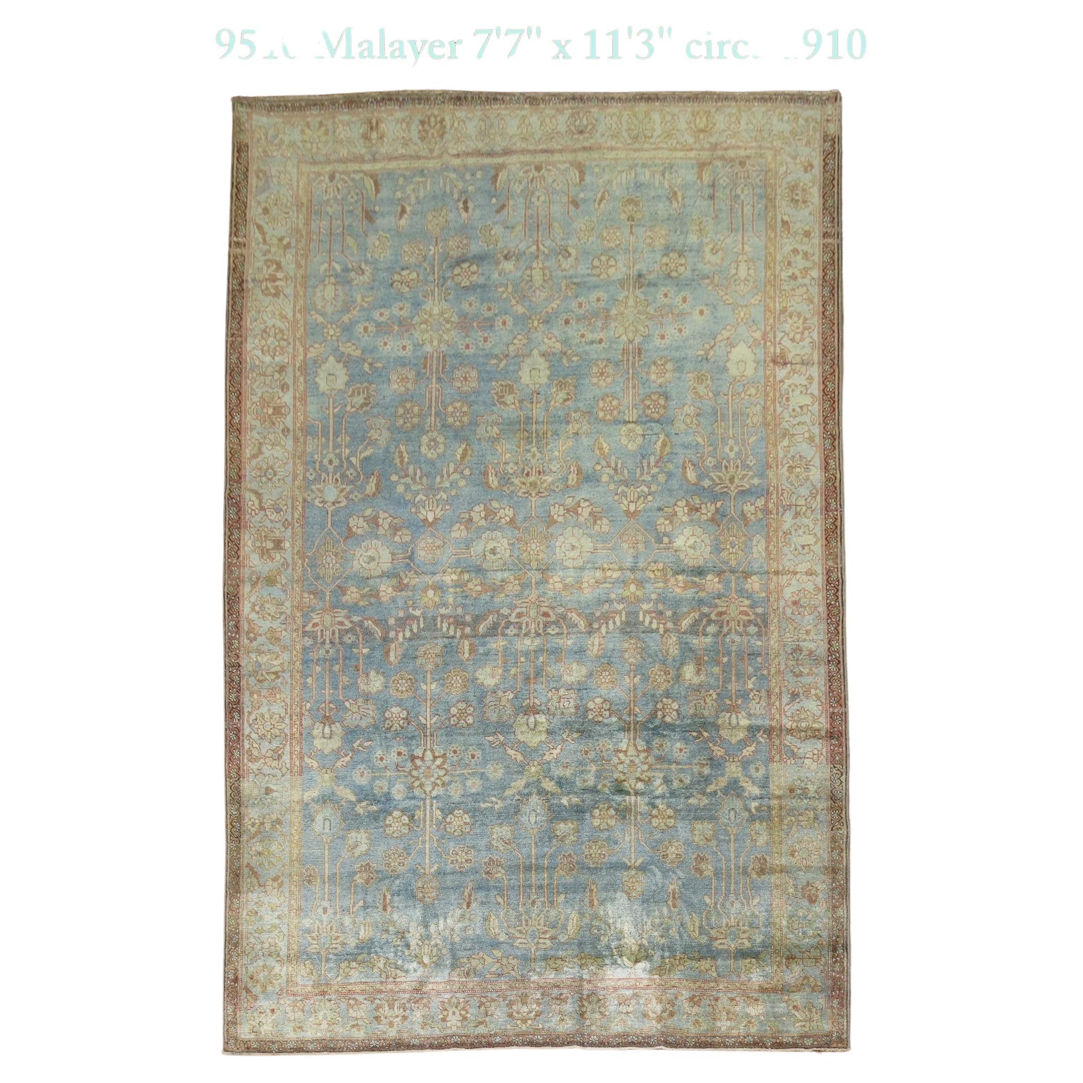An early 20th century Persian Malayer small room size rug in predominantly light blue

Measures: 7'7