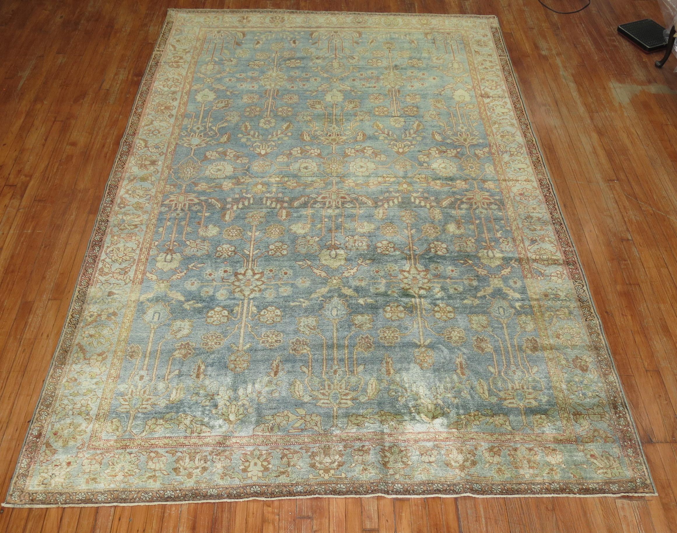 Persian Blue Antique Malayer Rug For Sale