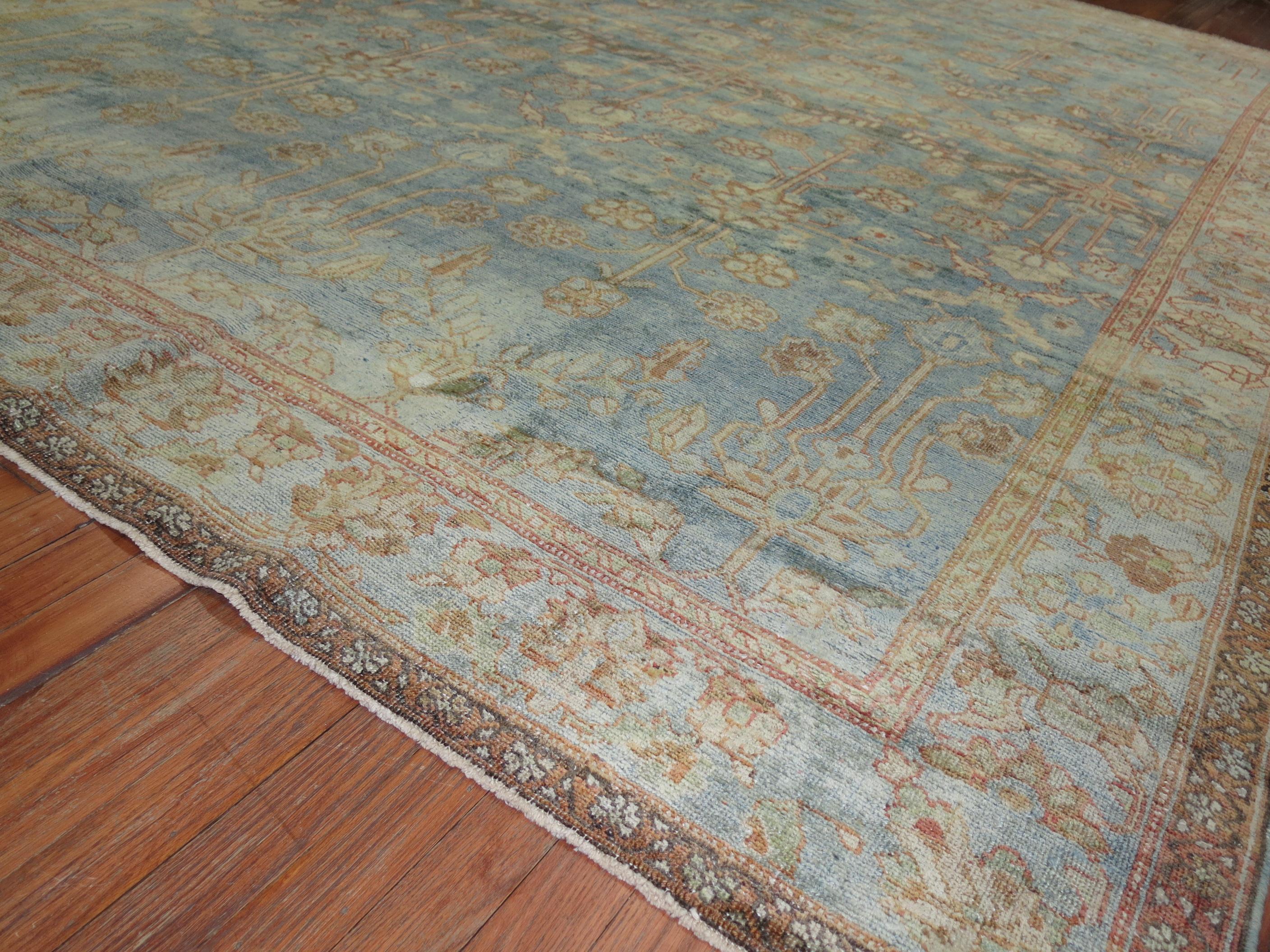 Hand-Knotted Blue Antique Malayer Rug For Sale