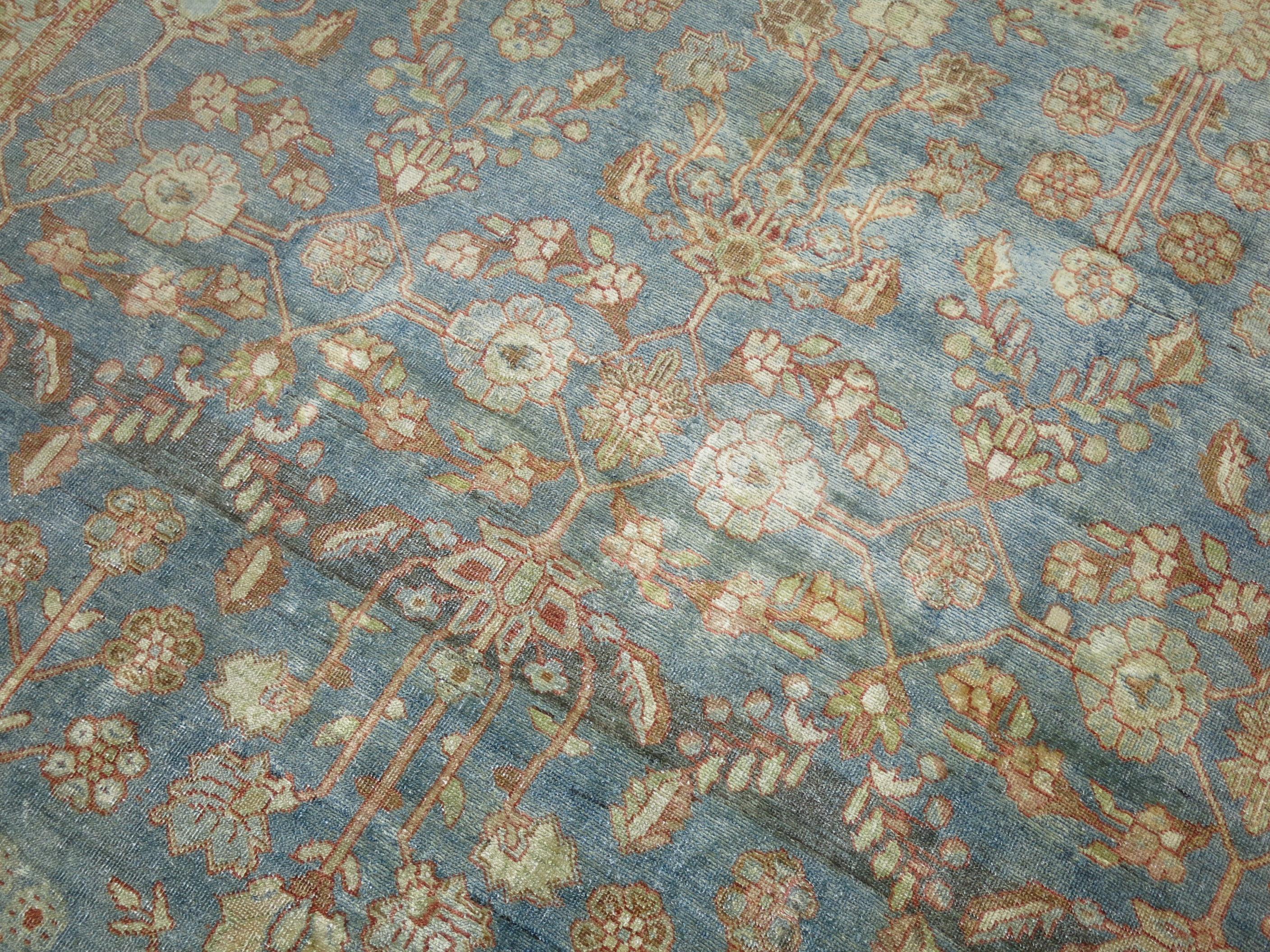 20th Century Blue Antique Malayer Rug For Sale