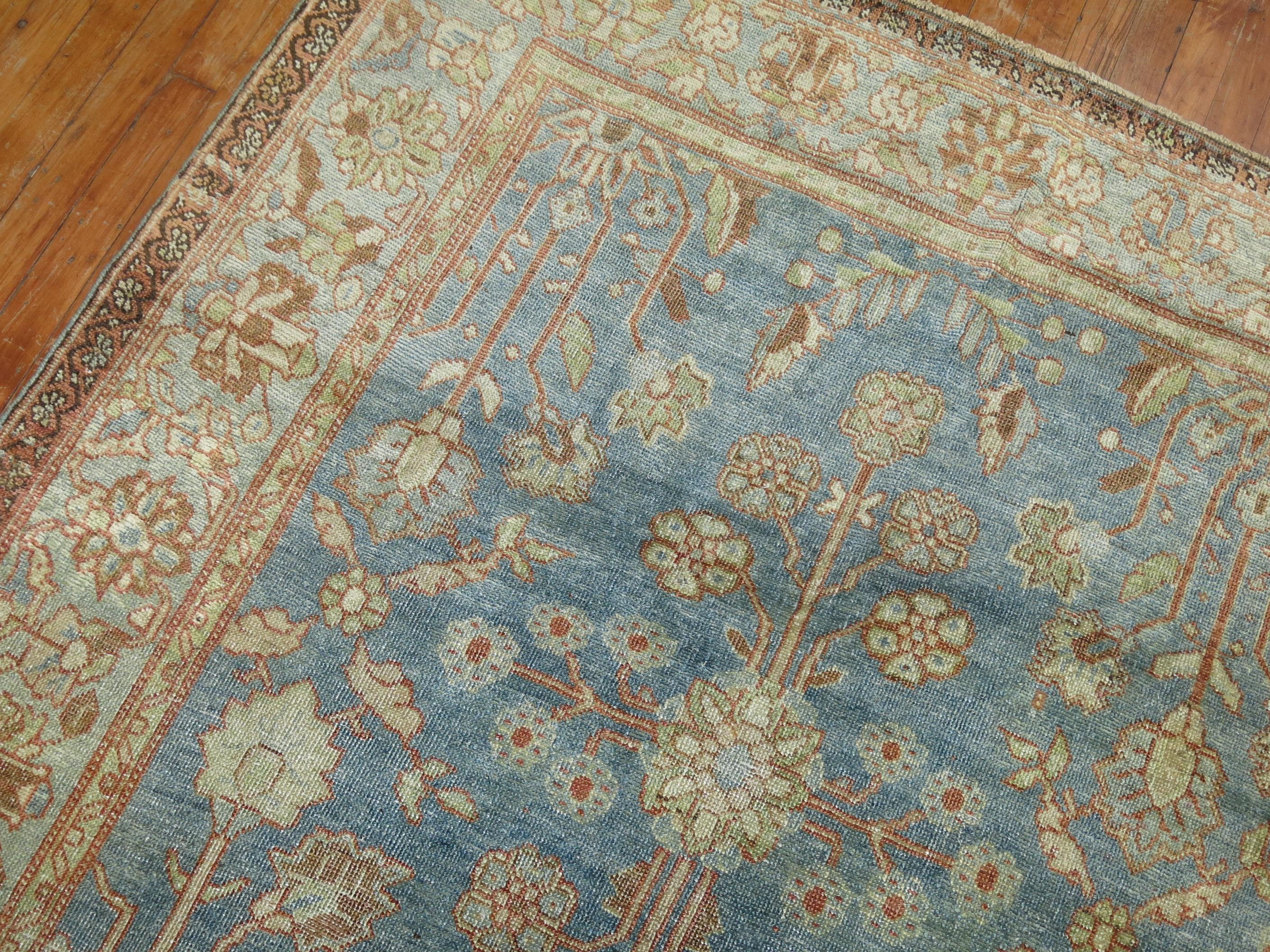 Wool Blue Antique Malayer Rug For Sale