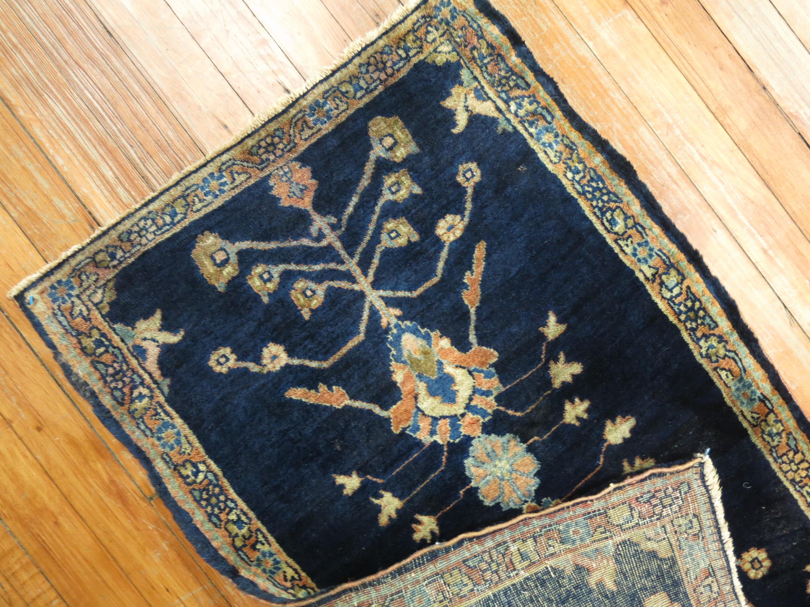 Hand-Woven Blue Antique Mohajeran Persian Sarouk Rug