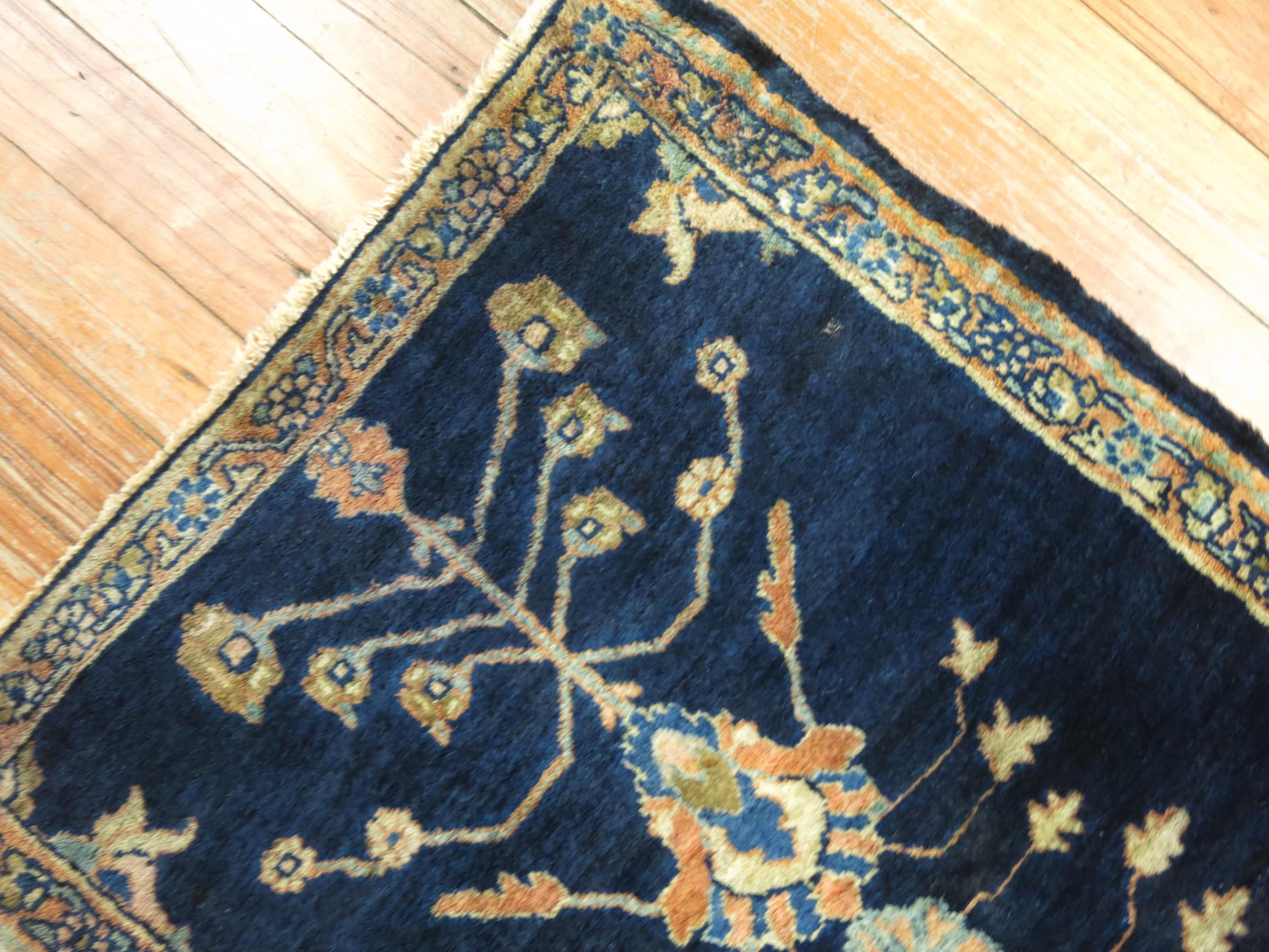20th Century Blue Antique Mohajeran Persian Sarouk Rug