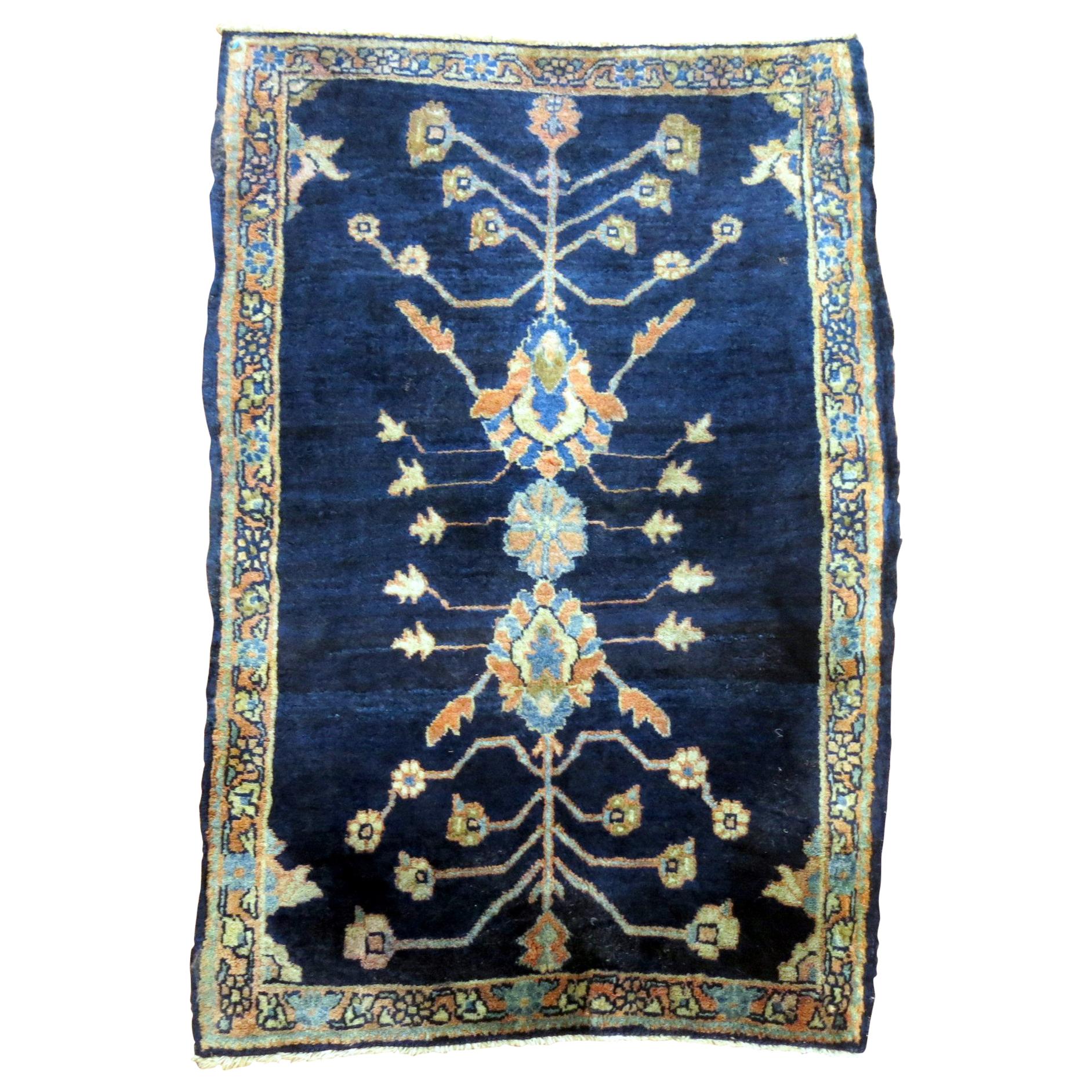 Blue Antique Mohajeran Persian Sarouk Rug