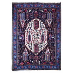 Blue Antique Persian Afshar Even Wear Hand Knotted Oriental Rug