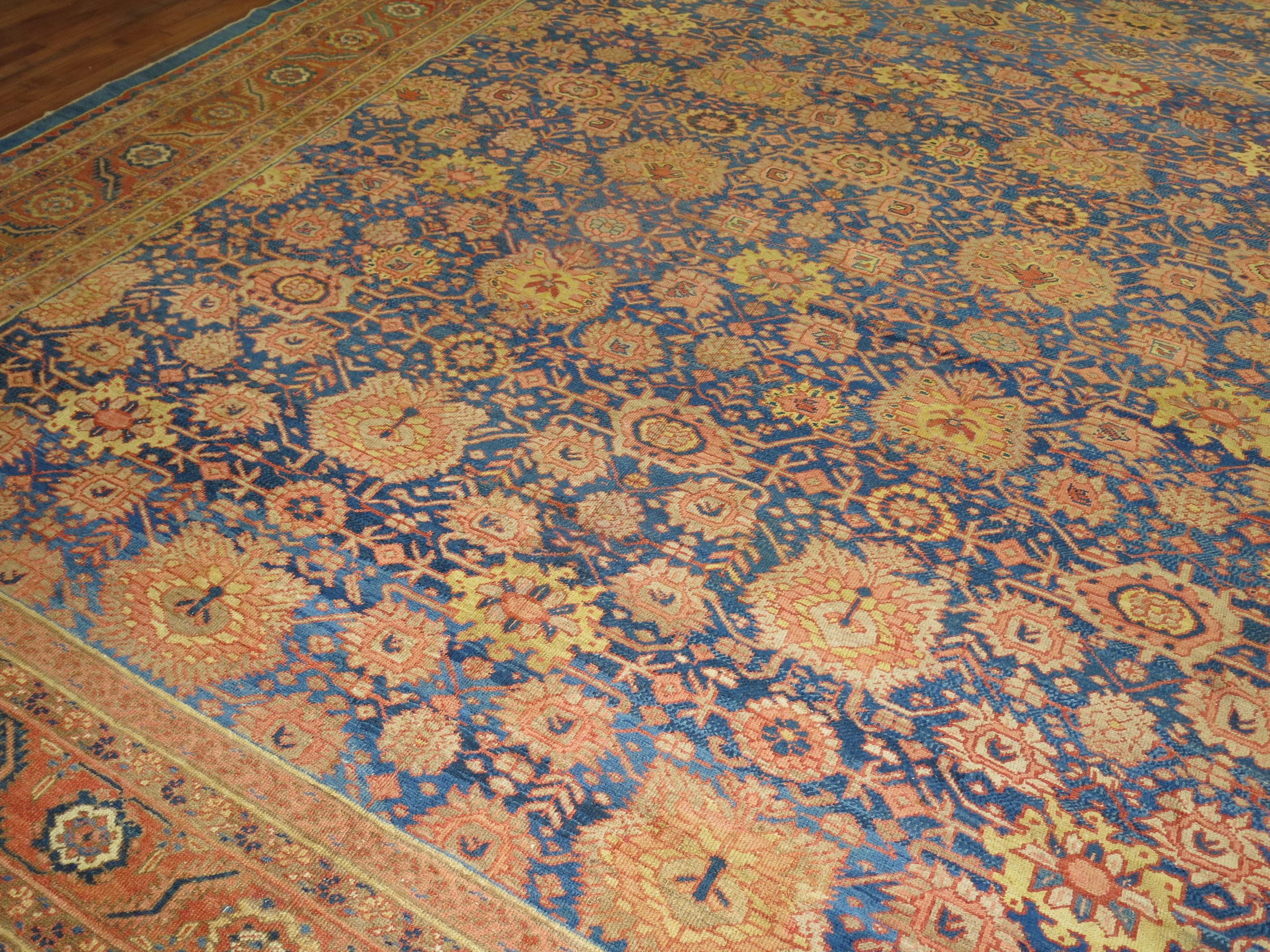 Blaublauer antiker persischer Bakshaish Oversize-Teppich in Übergröße im Angebot 2