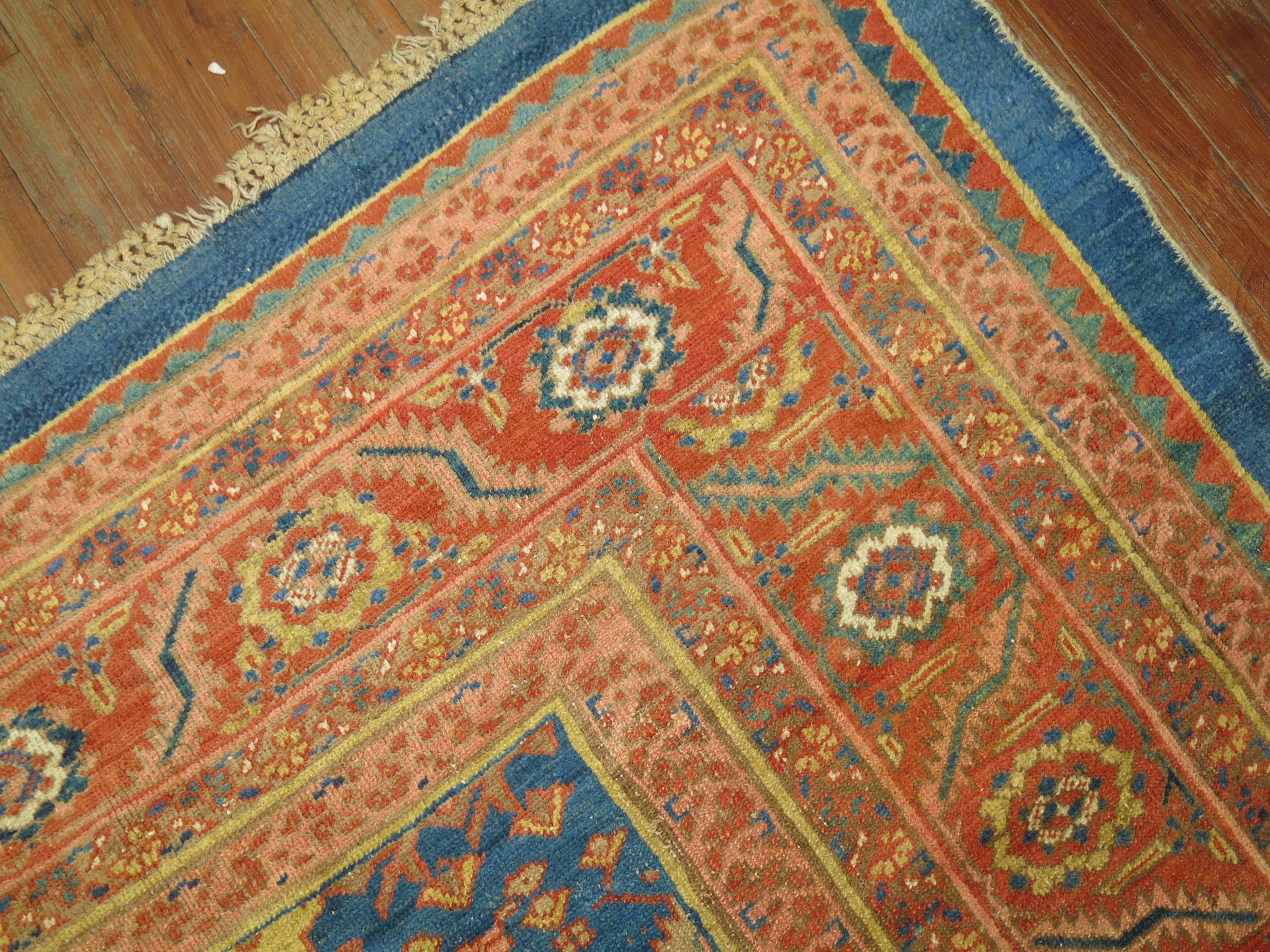 Blue Antique Persian Bakshaish Oversize Rug For Sale 4