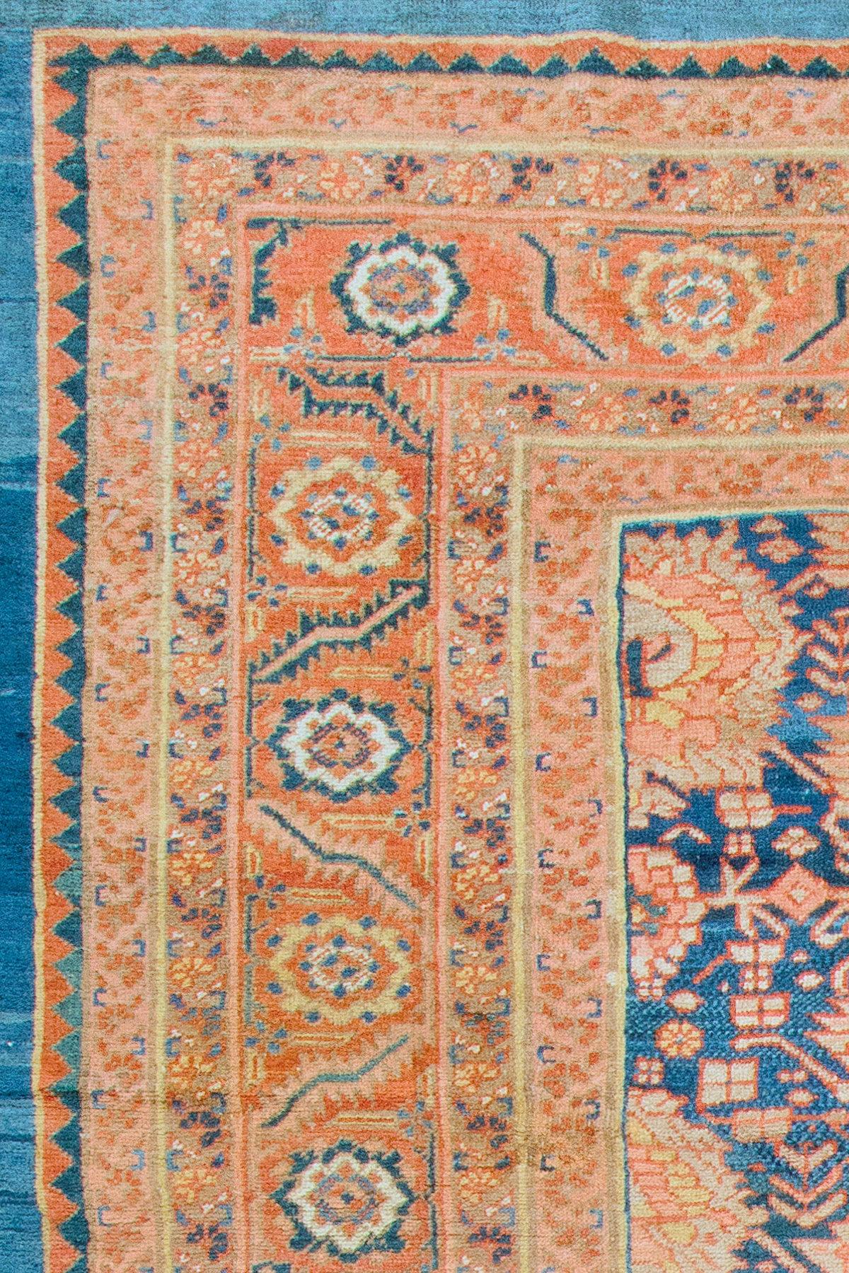 Hand-Knotted Blue Antique Persian Bakshaish Oversize Rug For Sale