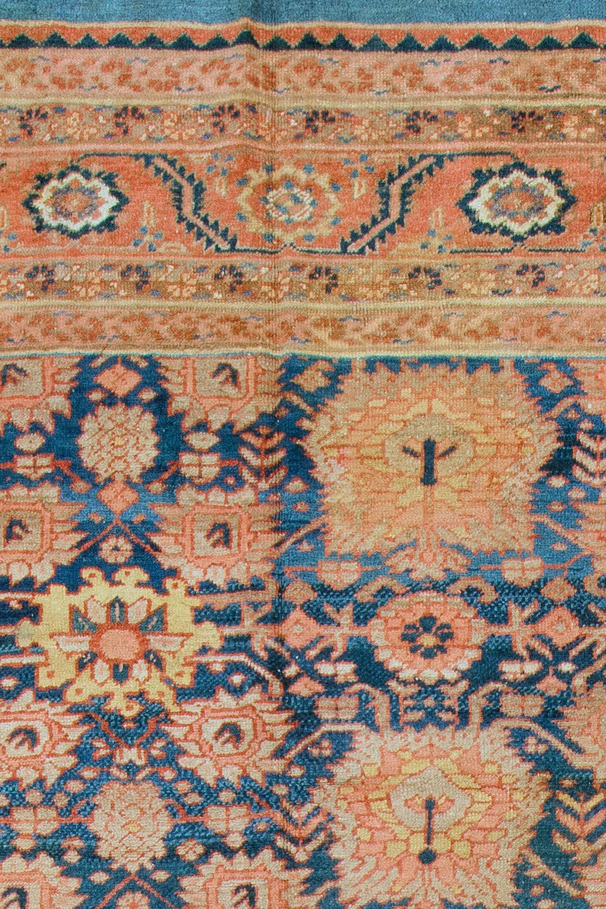 Blue Antique Persian Bakshaish Oversize Rug In Excellent Condition For Sale In New York, NY