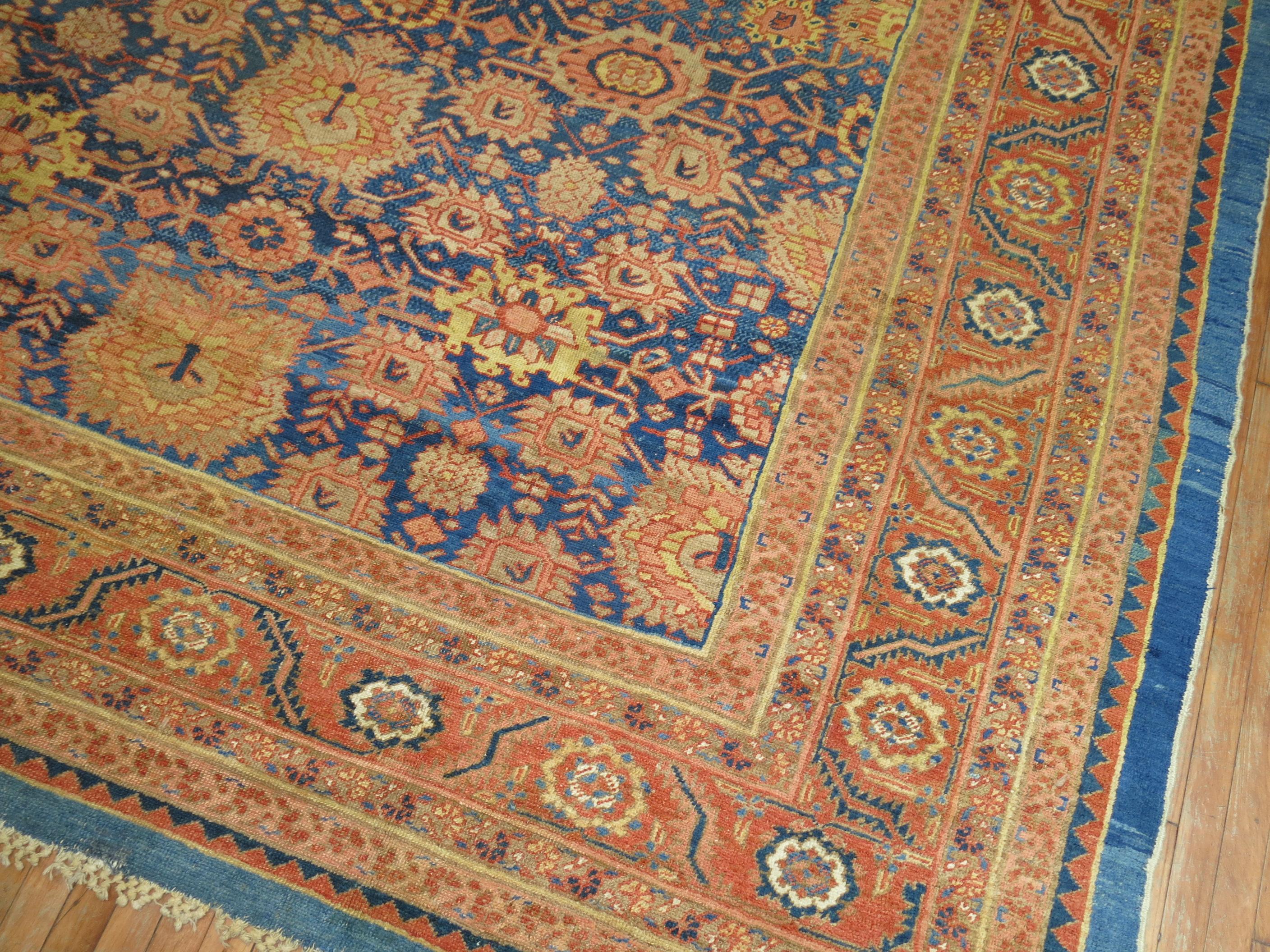 Blaublauer antiker persischer Bakshaish Oversize-Teppich in Übergröße im Angebot 1