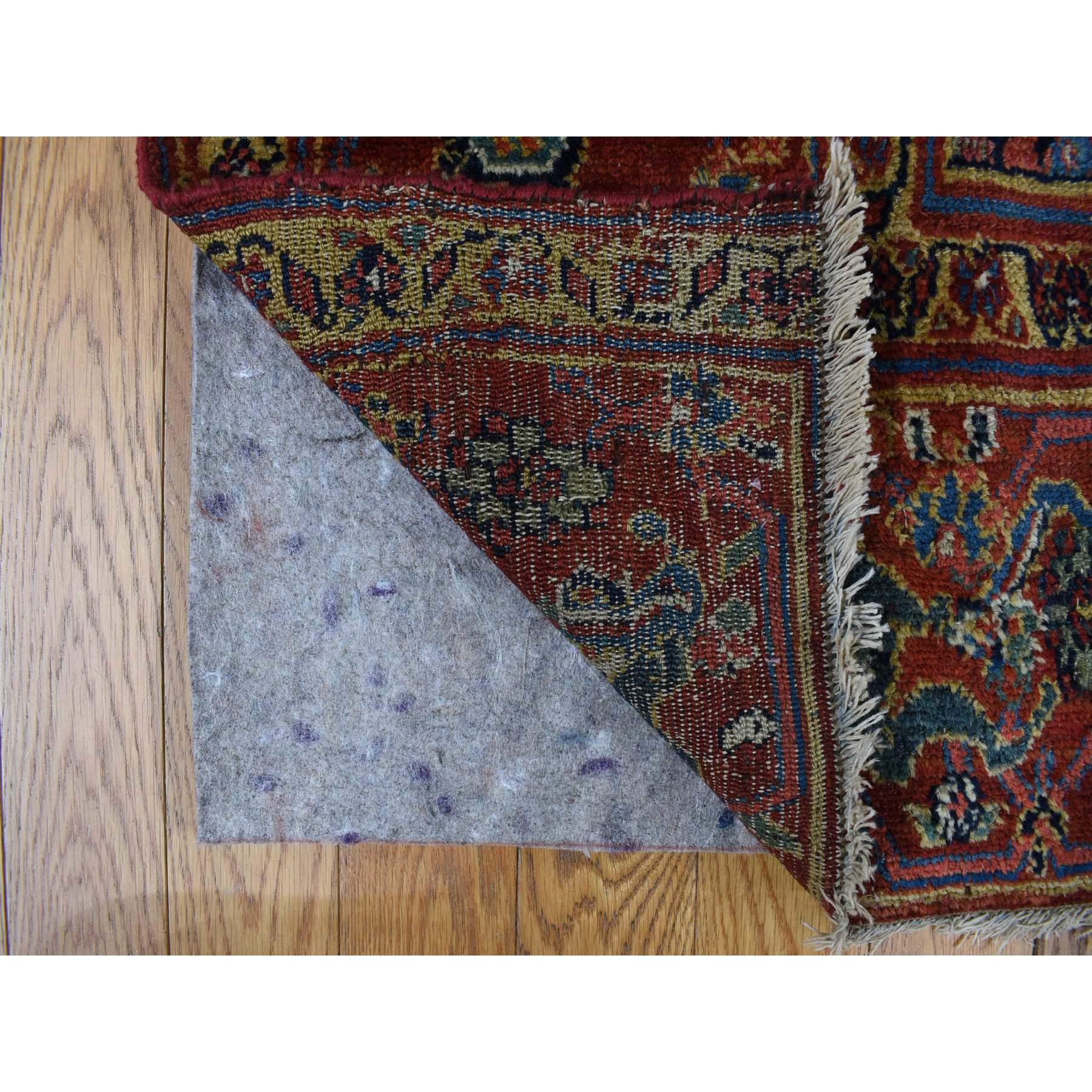 Hand-Knotted Blue Antique Persian Bibikabad Hand Knotted Wool Gallery Size Rug 7'1