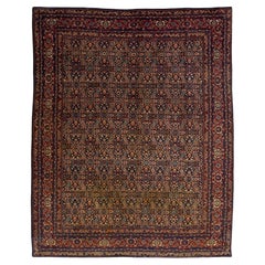 Blue Antique Persian Bidjar Rug with All-Over Herati Design 8 x 10