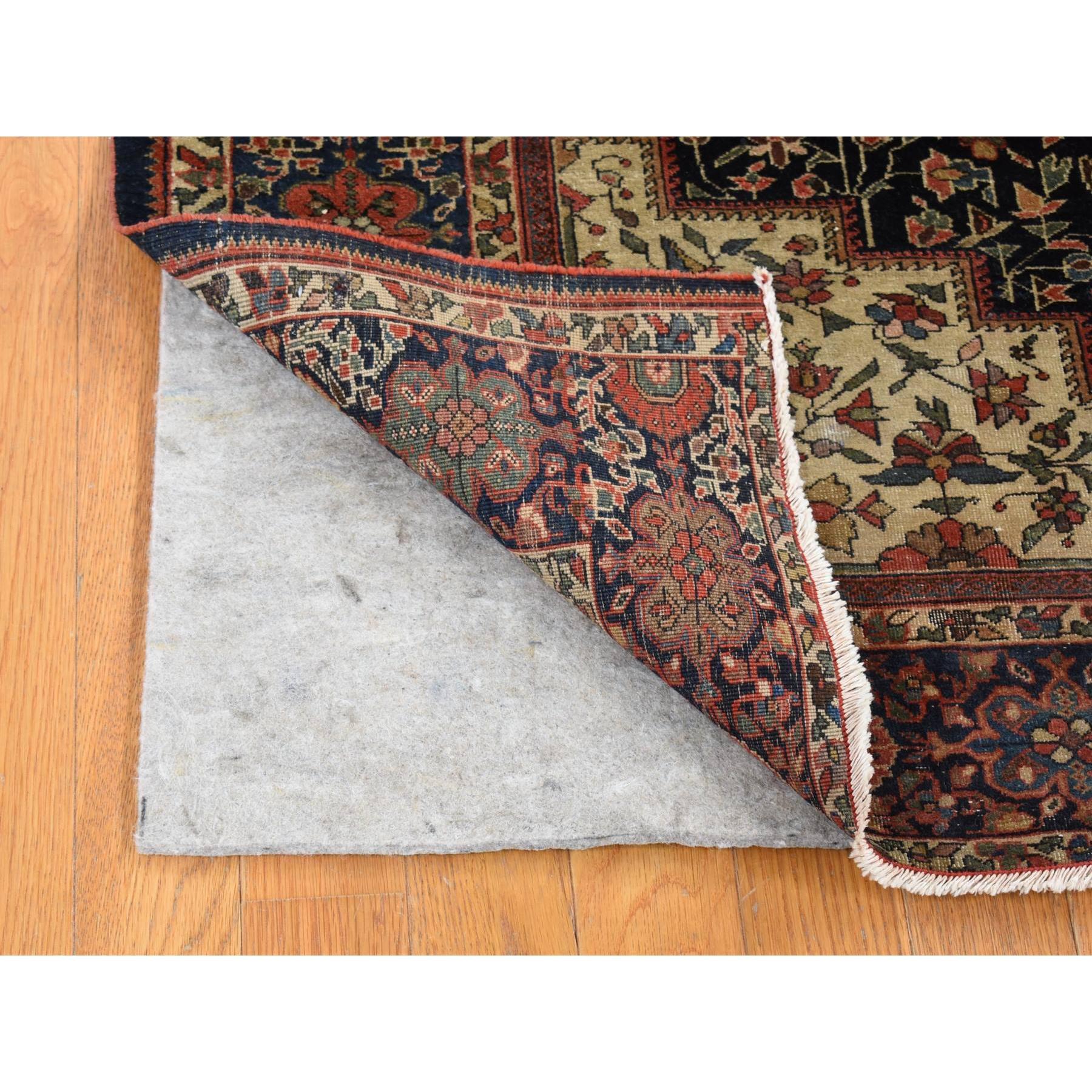 Medieval Blue Antique Persian Fereghan Sarouk Wool Hand Knotted Good Condition Clean Rug For Sale