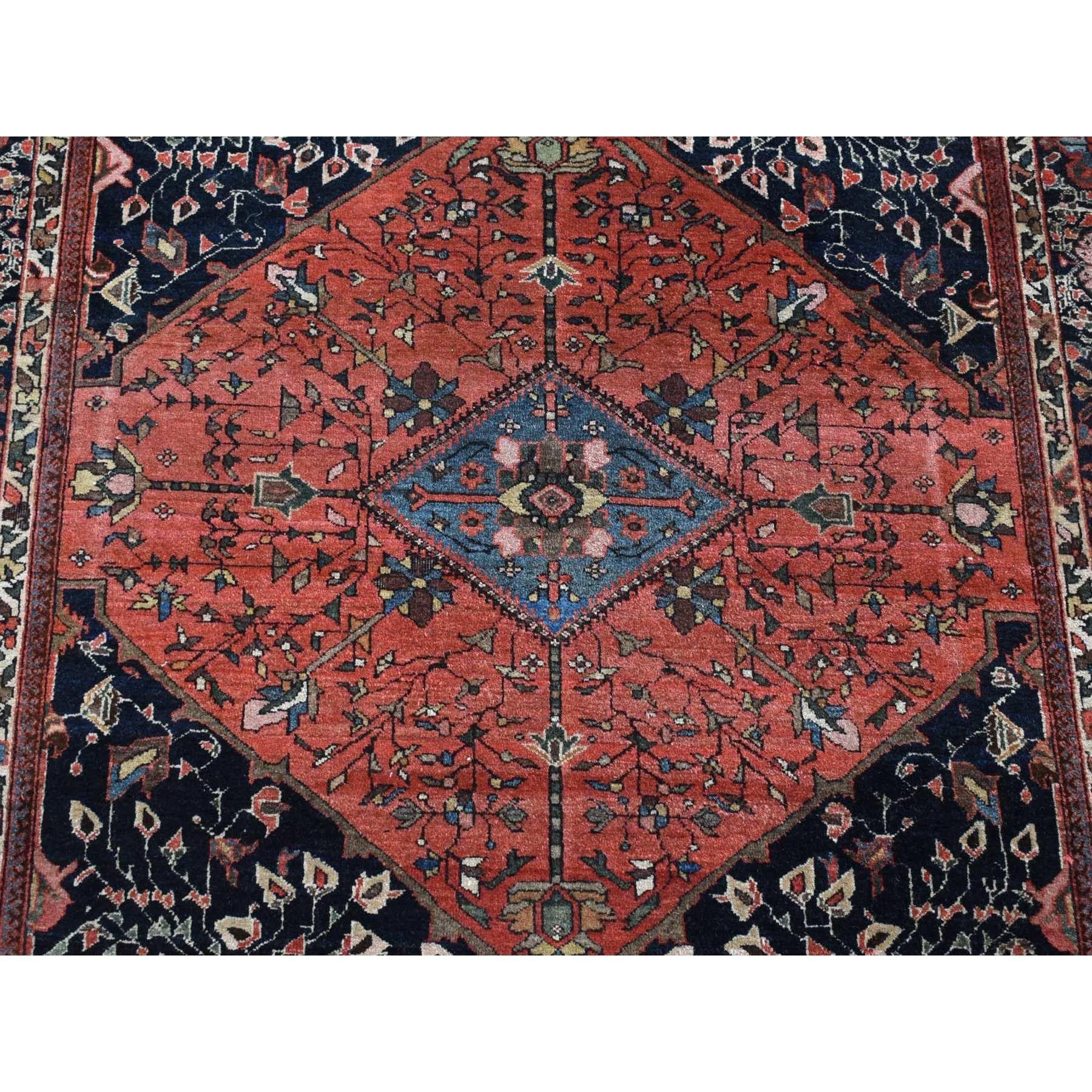 Blue Antique Persian Fereghan Sarouk Wool Hand Knotted Good Condition Clean Rug In Good Condition For Sale In Carlstadt, NJ