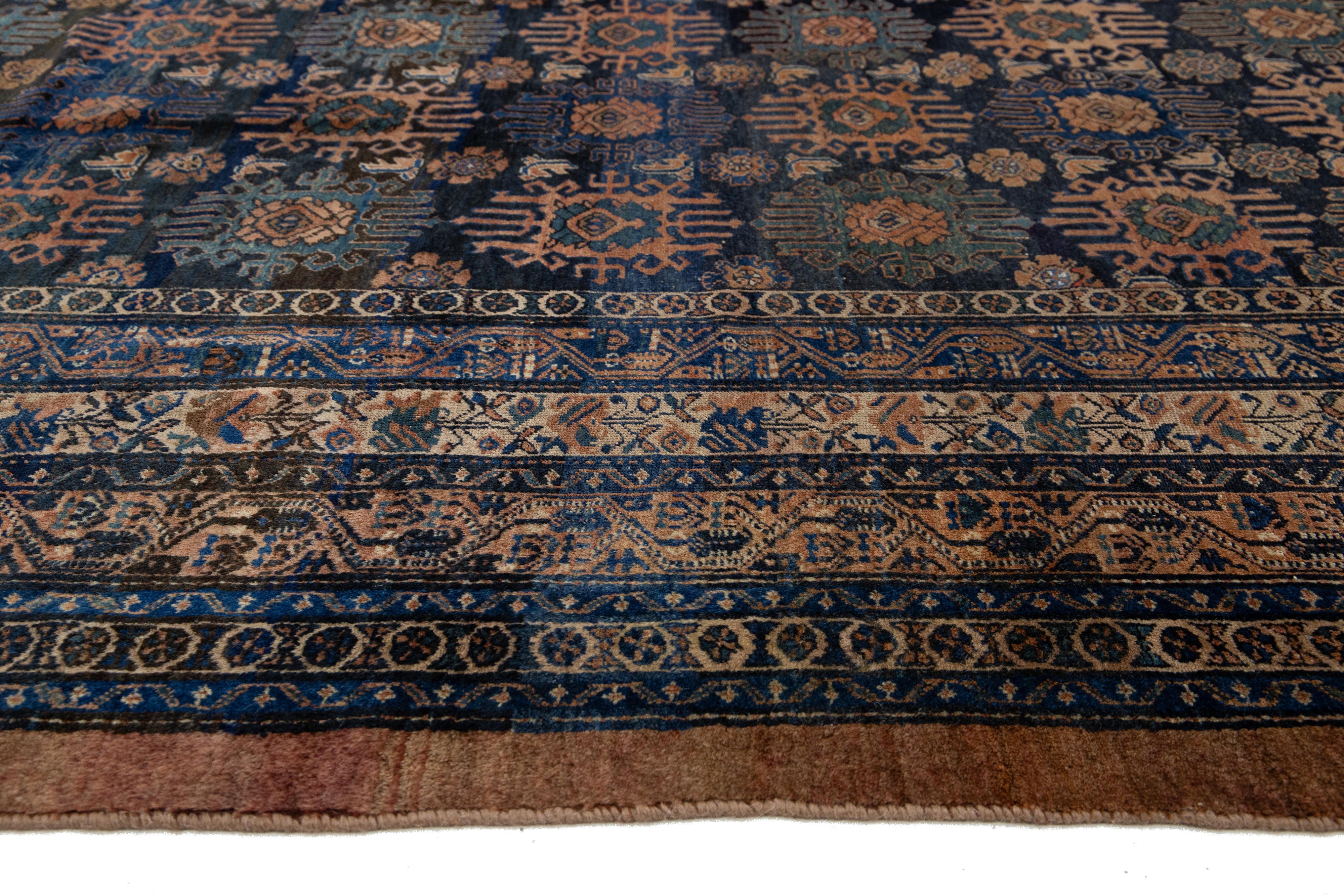 Blauer antiker persischer Hamadan-Wollteppich Handcrafted in the 1900s im Angebot 3