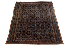 Tappeto blu antico in lana persiana Hamadan realizzato a mano nel 1900